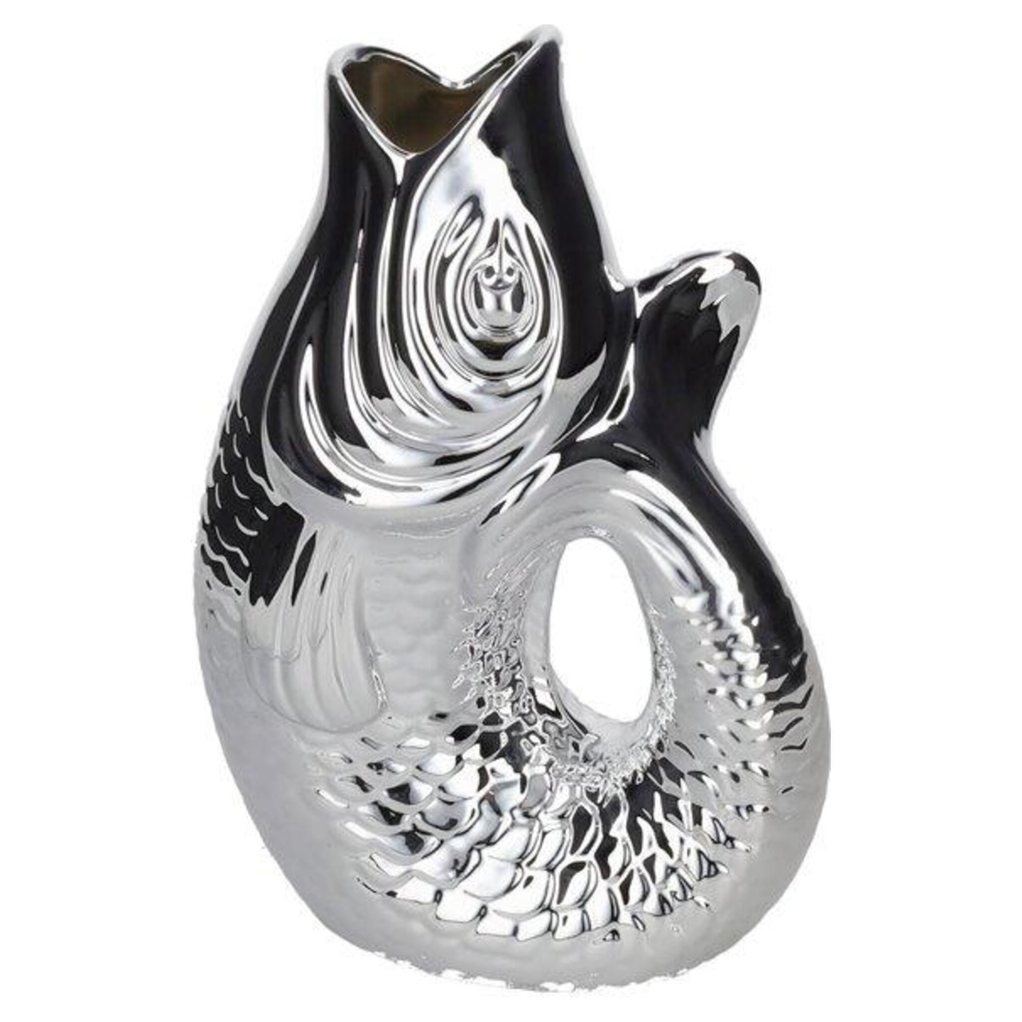 Fischvase MONSIEUR CARAFON silber Steingut 2,7L modern