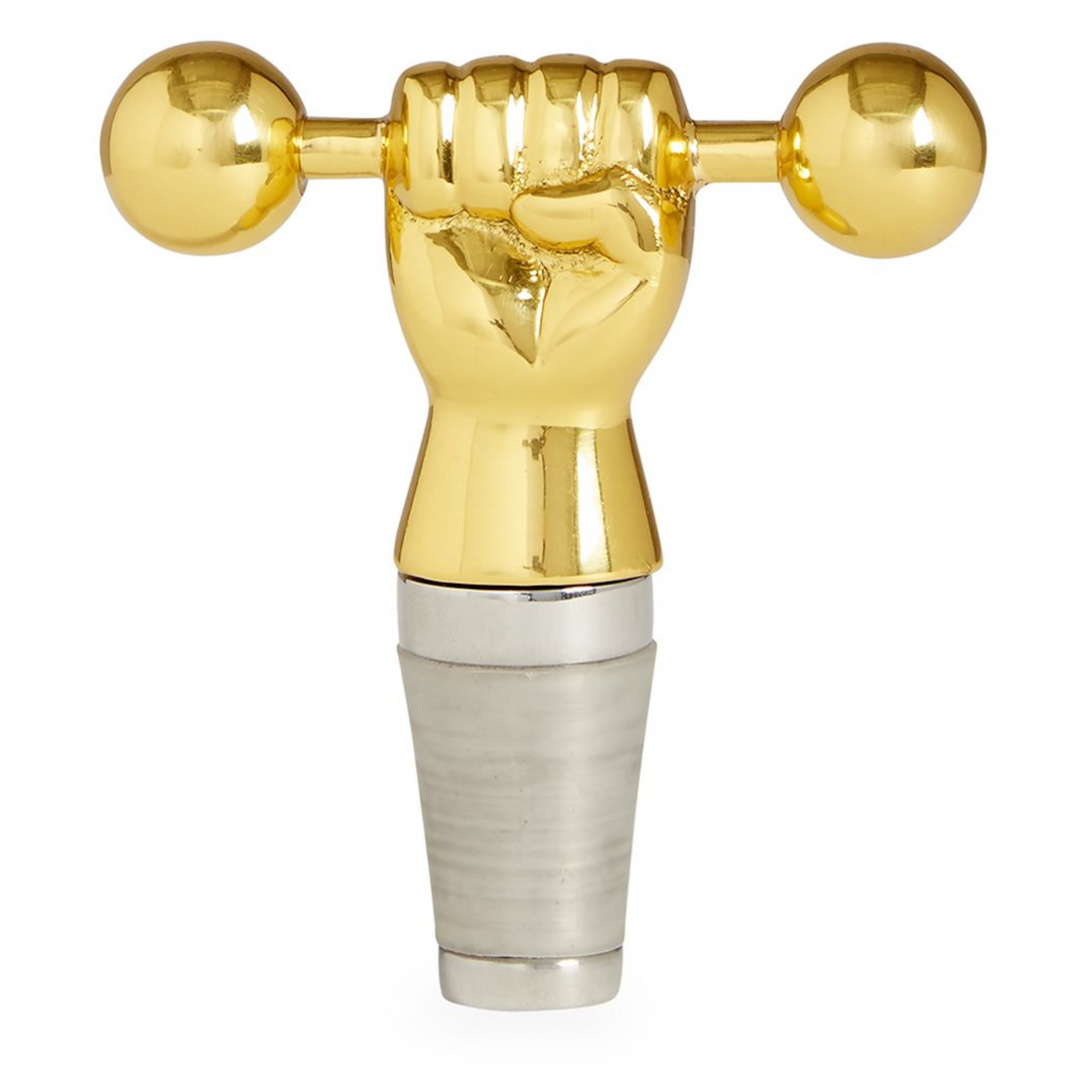 Jonathan Adler Barbell Bottel Stopper Flaschenstpüüer aus poliertem Messing.