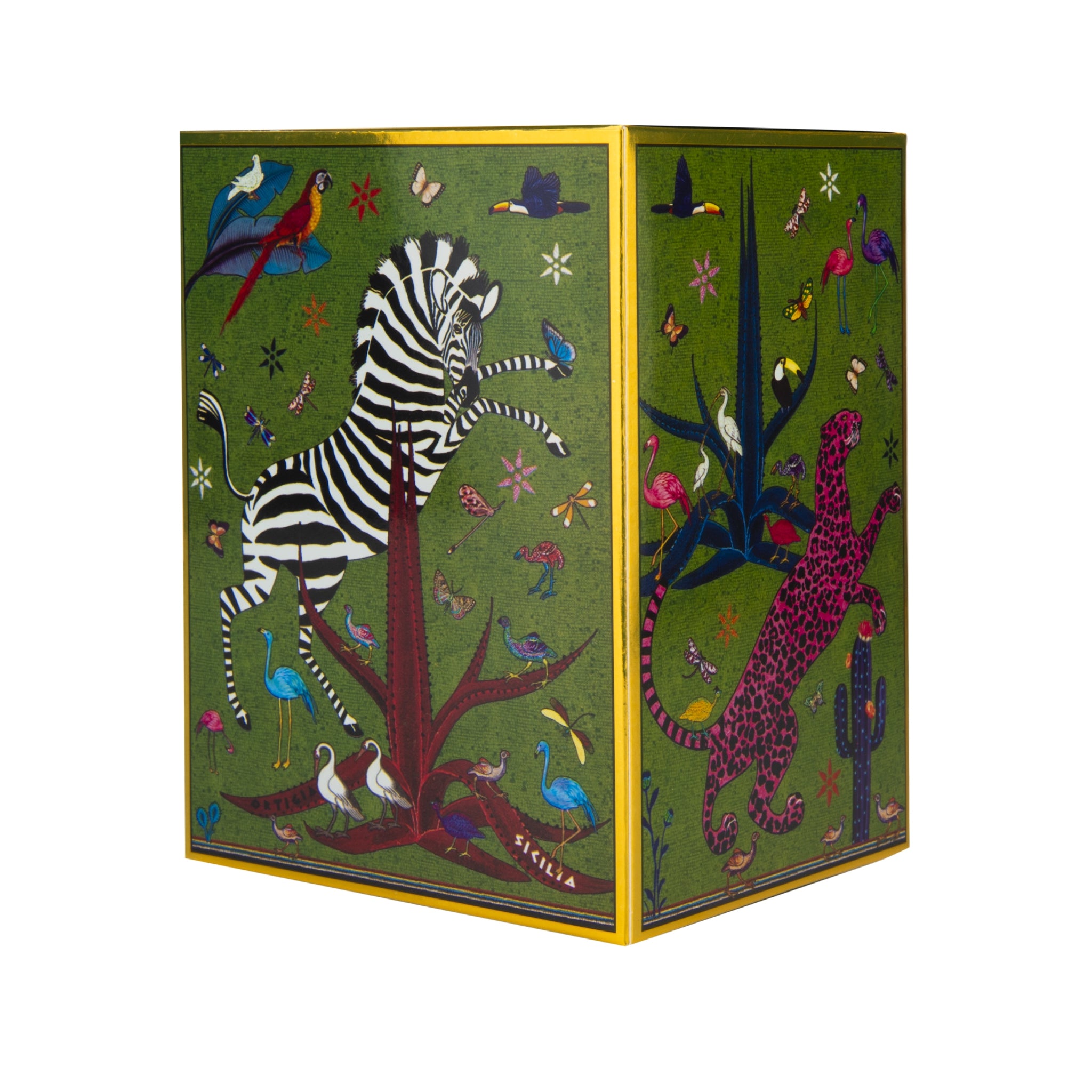 Geschenkbox - Kleine Karaffe „Jug Ceramic Grün“ Jungle-Motiv von Ortigia Sicilia