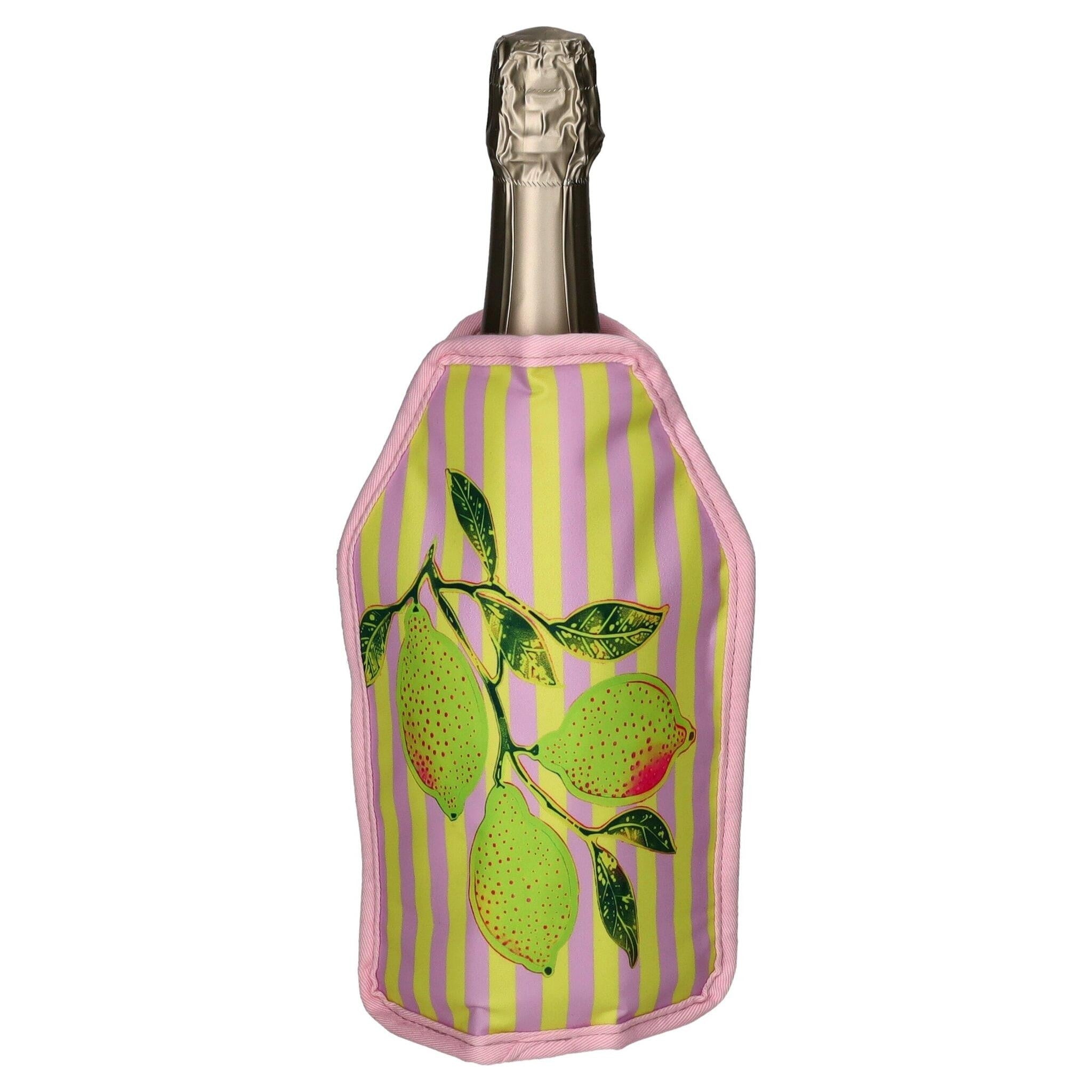 Kühlmanschette FROID von GiftCompany mit Zitronen Motiv in Pink und Gelb