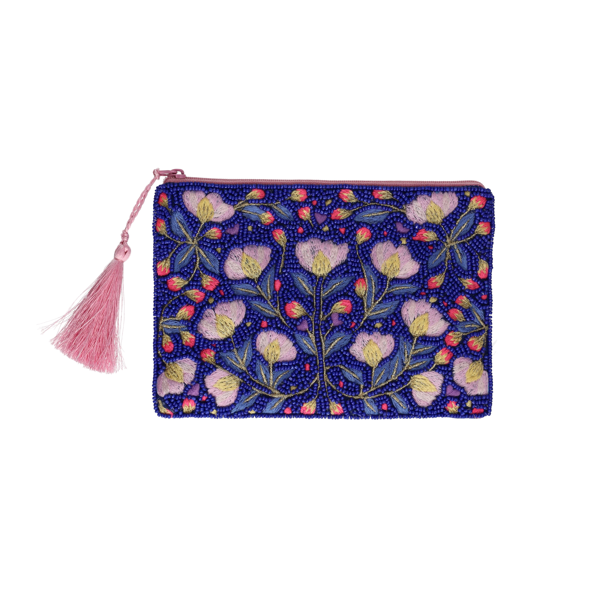 Stilvolle Kosmetiktasche mit blauem floralen Design