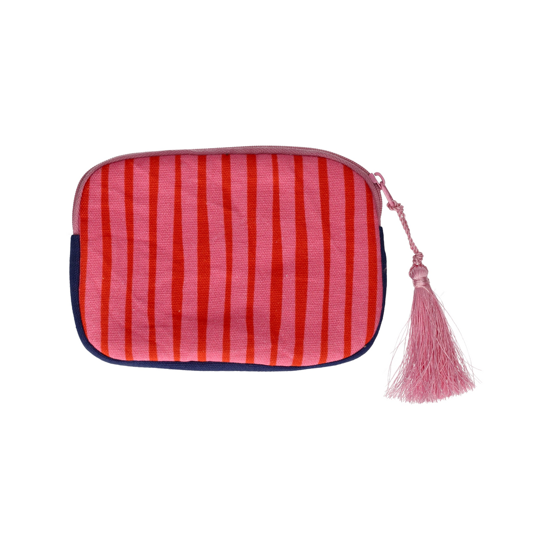 Make-up Tasche mit gestreiftem Design und dekorativer Quaste