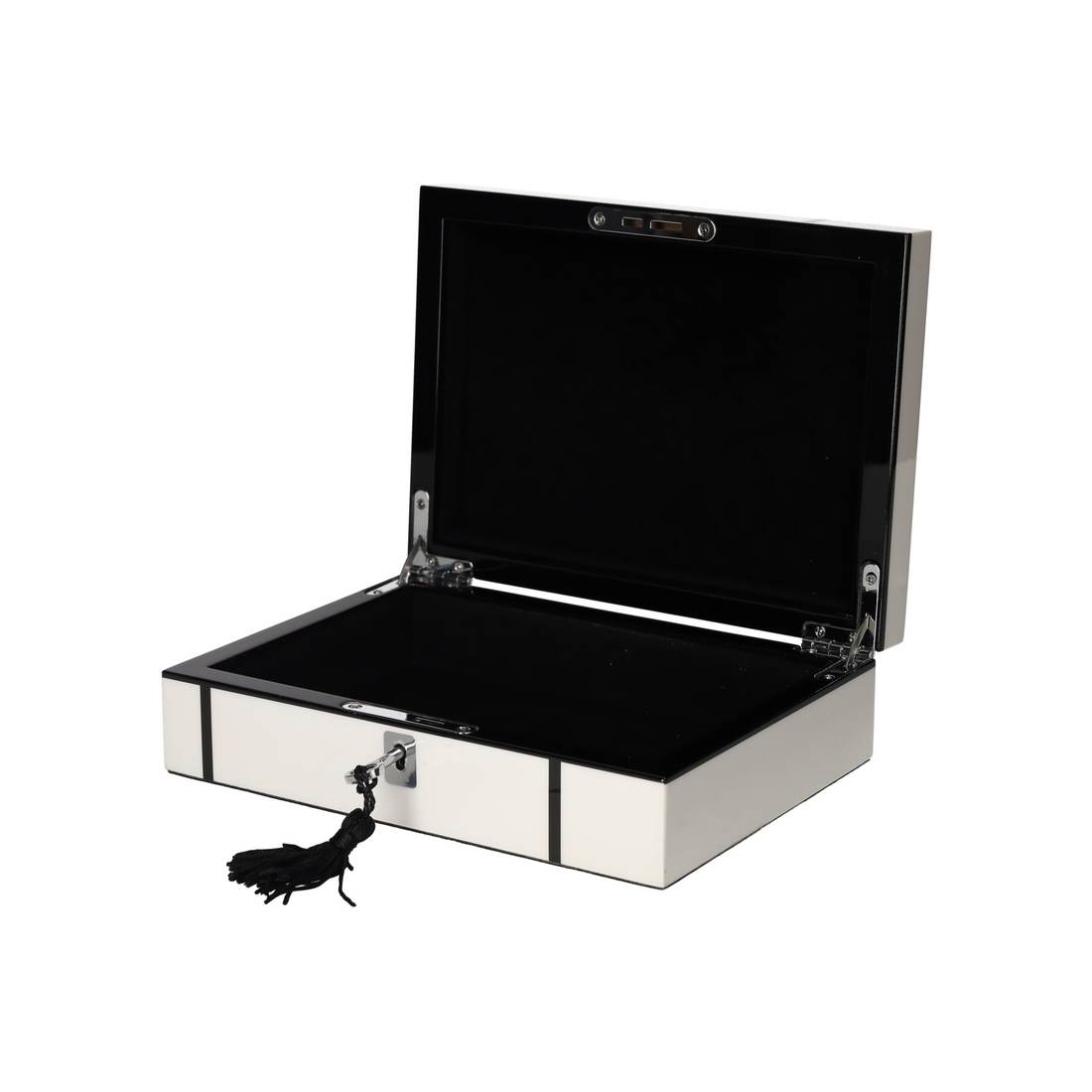 Flache Schmuckbox TANG in Weiß Schwarz aus MDF von GiftCompany