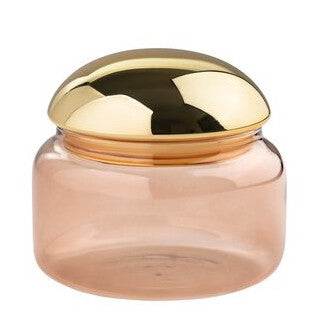 Glasdose VOILE M aus Borosilikatglas – Braun & Gold