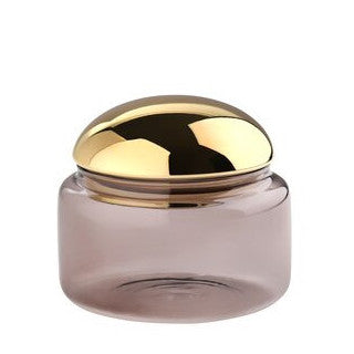 Glasdose VOILE S aus Borosilikatglas – Grau & Gold