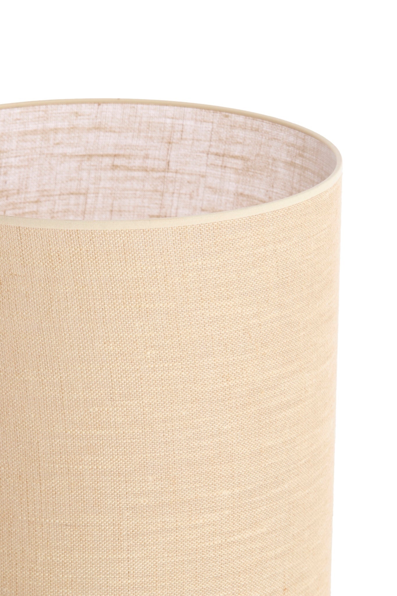 Lámpara de mesa NANA crema con pantalla textil arena – diseño redondo (H125 cm)