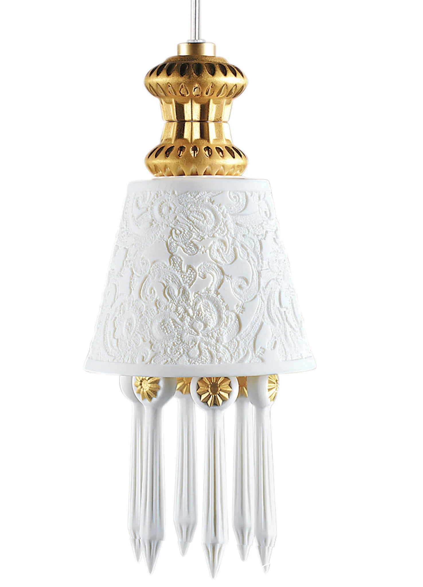 Hängeleuchte BELLE DE NUIT mit Lithophan und Tränen in Golden Luster von Lladró