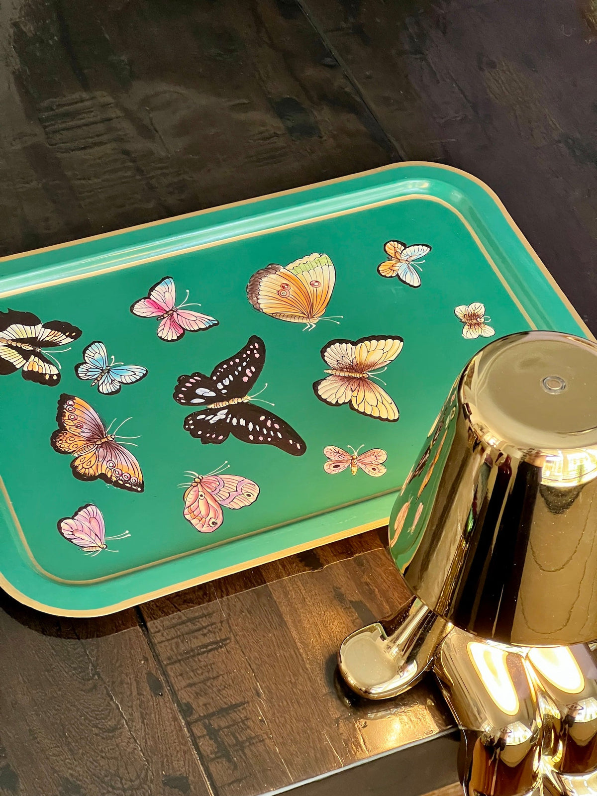 Handbemaltes Tablett „Butterfly Garden“