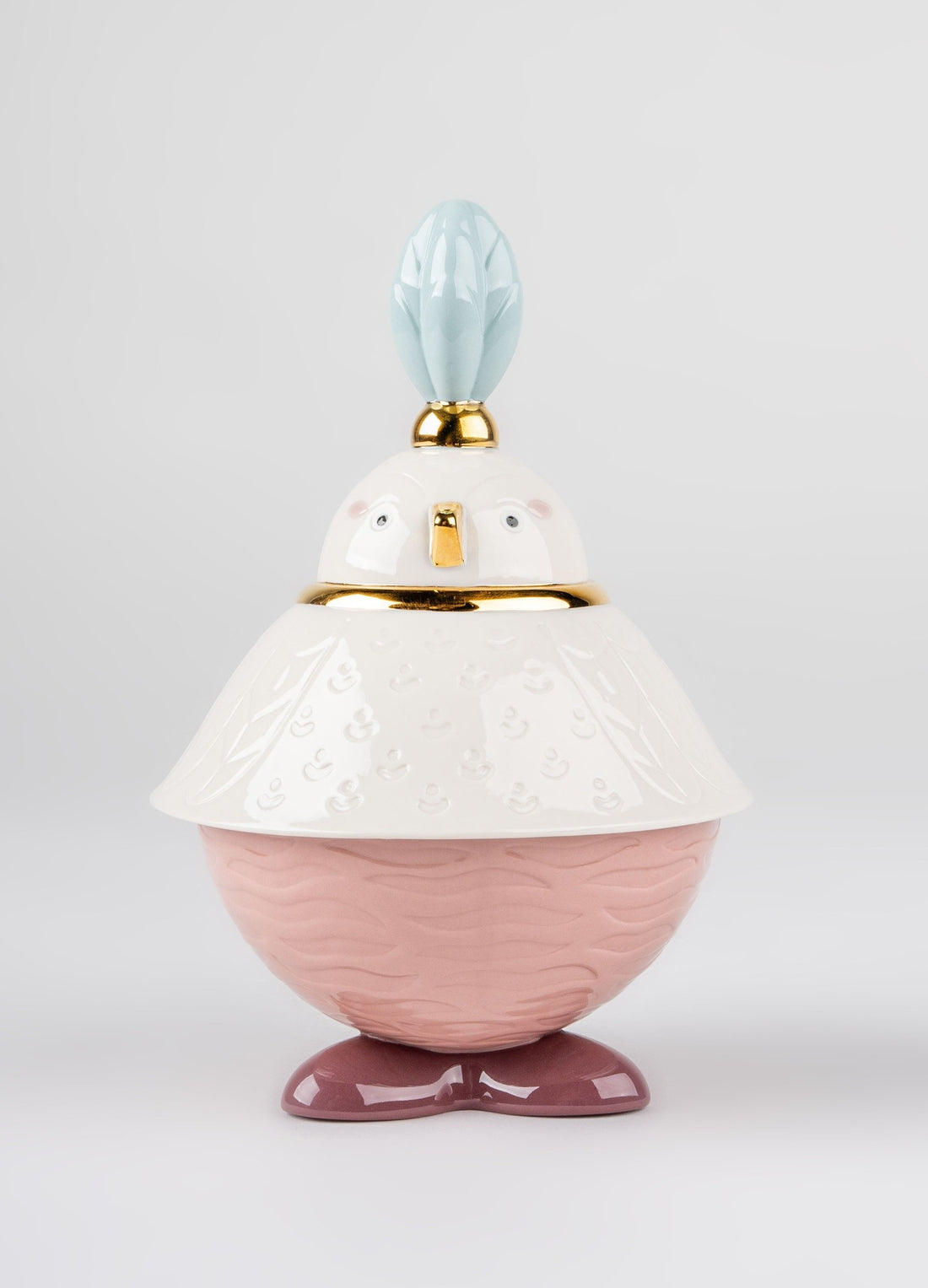 Elegante Zuckerdose Kawki von Lladró in Weiß und Rosa