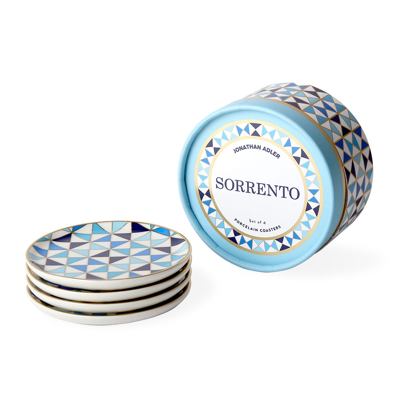 Porzellan-Untersetzer mit blauem Muster und Gold-Akzenten