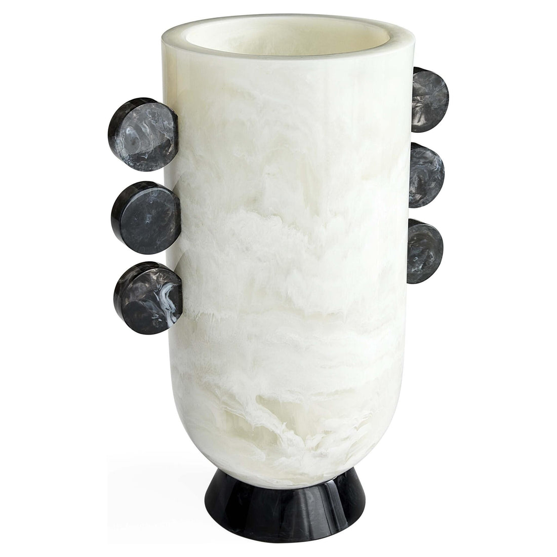 Marmorierte Vase mit grafischen Scheibenelementen von Jonathan Adler.