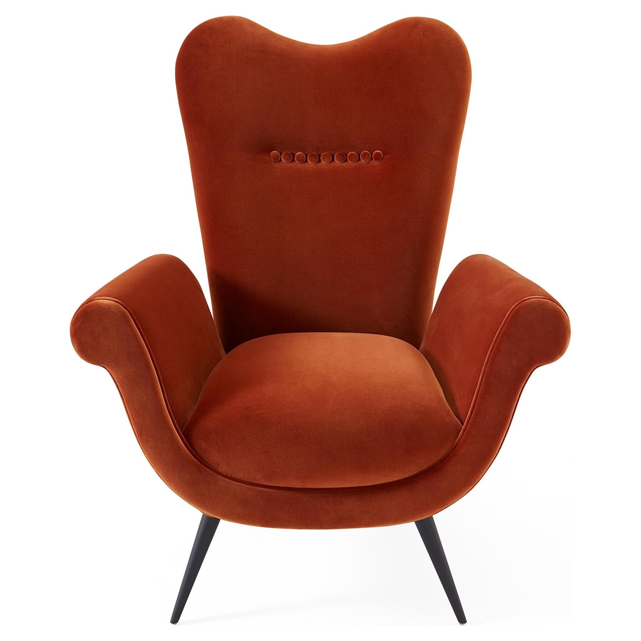 Eleganter Samtsessel mit schwarzen Metallbeinen von Jonathan Adler