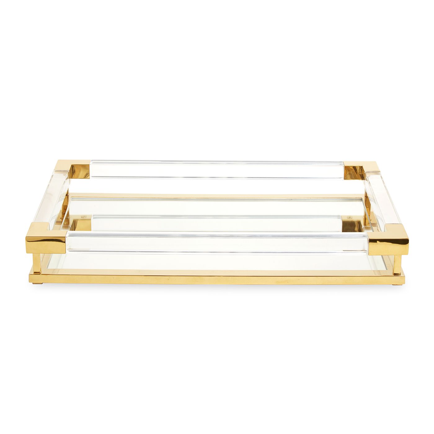 JACQUES Tablett von Jonathan Adler aus klarem Acryl mit Messingakzenten