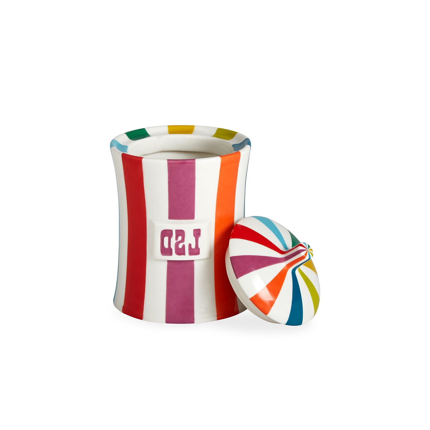 Handbemalte Design-Dose mit bunten Streifen