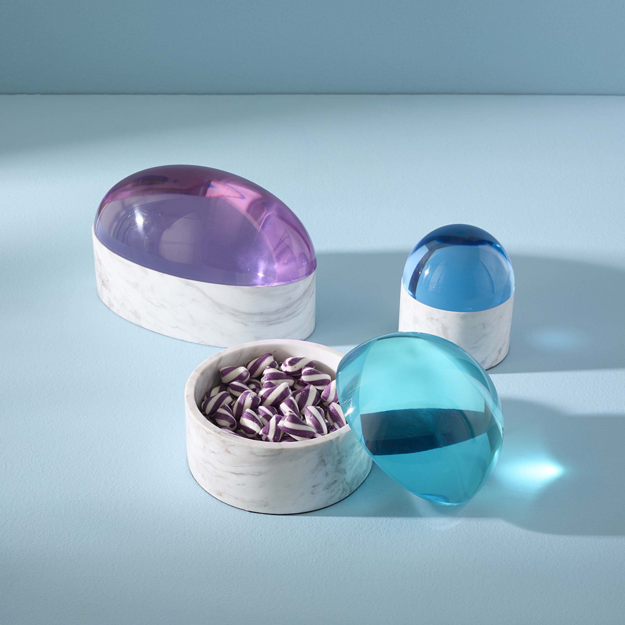 GLOBO MEDIUM BOX – modernes Dekoobjekt in Blau und Weiß