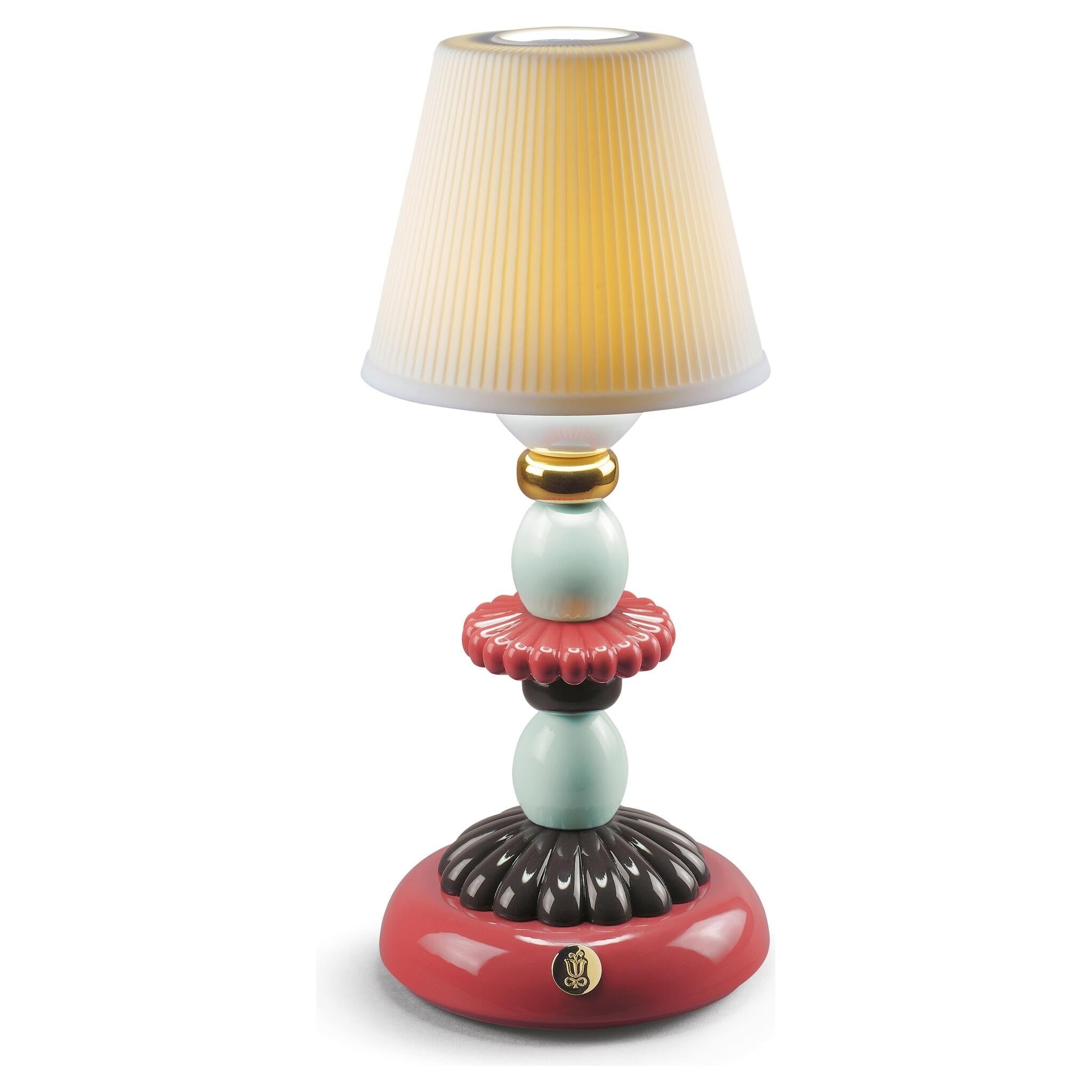 Firefly Lotus Tischlampe Coral mit Goldglanz aus Porzellan