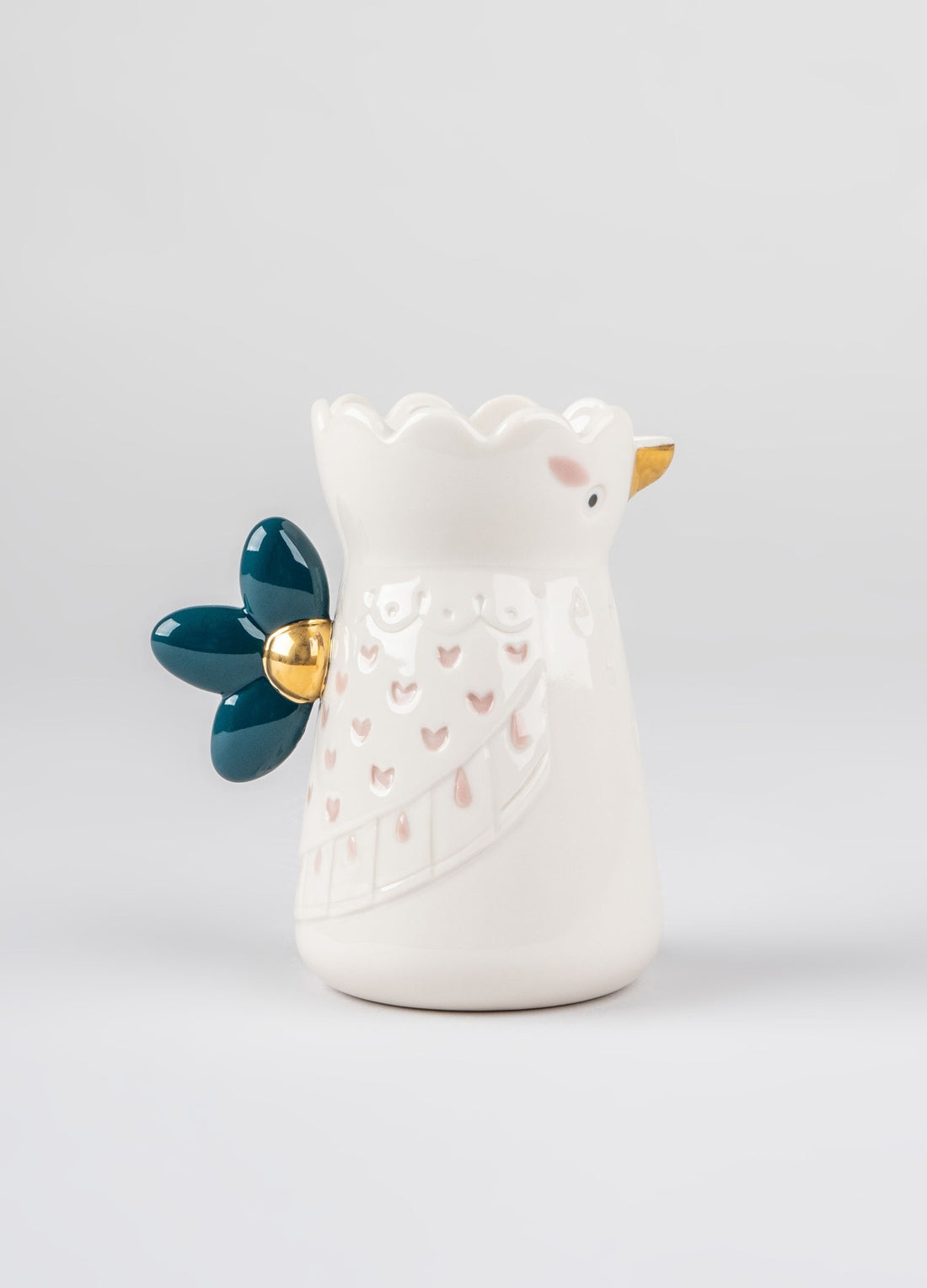 Porzellan-Milchkännchen Kawki mit Vogelmotiv und rosa Details