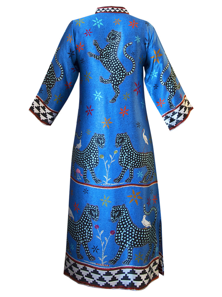 Kaftan MOSAIC BLUE aus 100% Seide der Marke Ortigia Sicilia