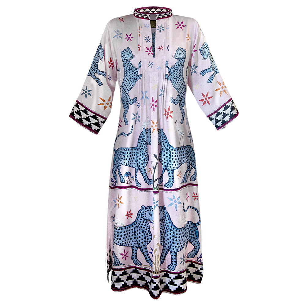 Kaftan MOSAIC PERLA aus 100% Seide der Marke Ortigia Sicilia
