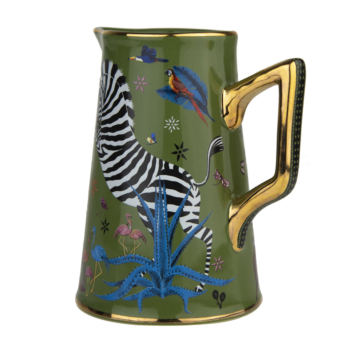 Kleine Karaffe „Jug Ceramic Grün“ Jungle-Motiv von Ortigia Sicilia