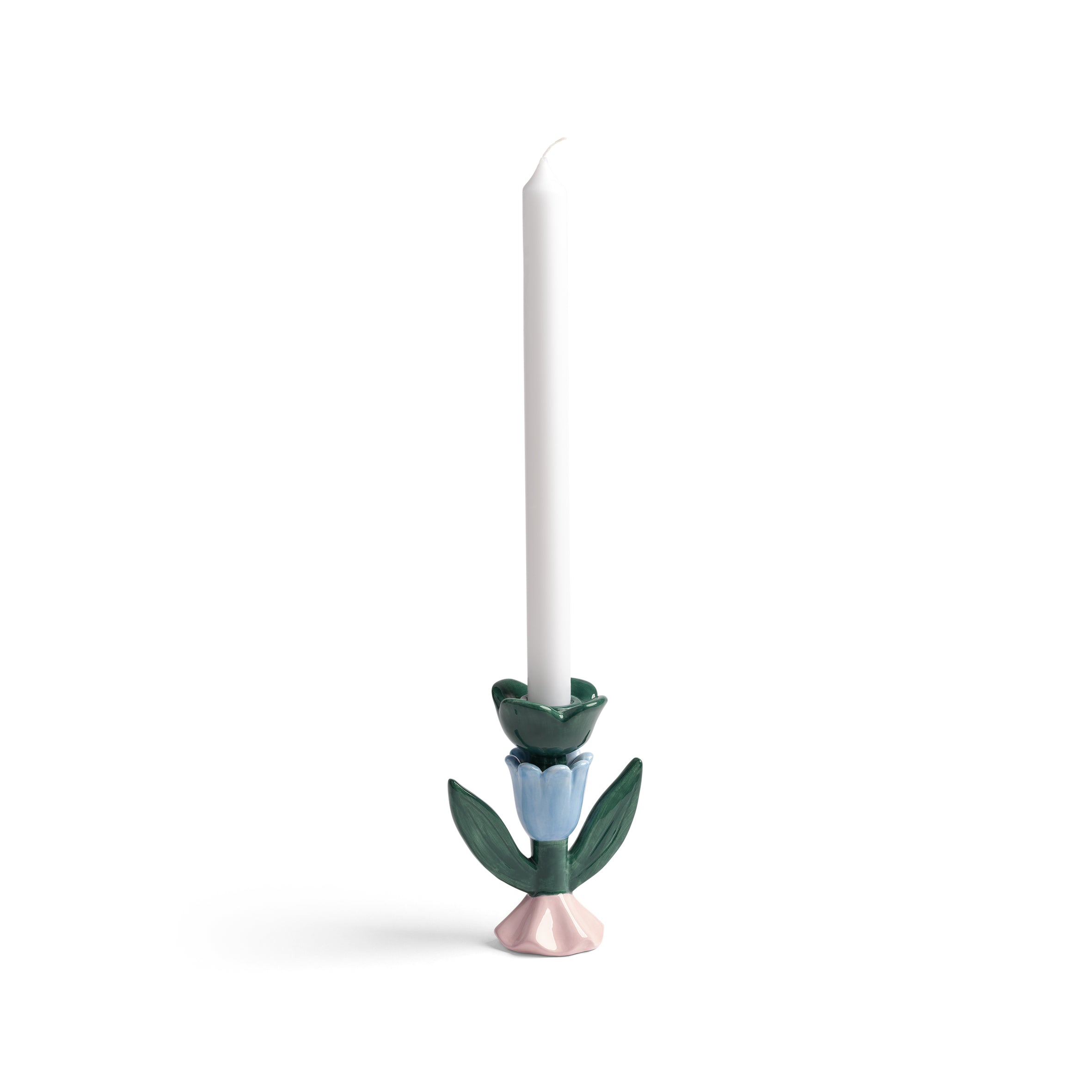 Candle Holder Blume Medium – Handbemalter Kerzenständer aus Steingut