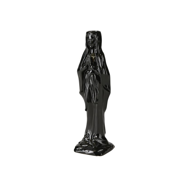 Kerzenhalter „Madonna“ in glänzendem Schwarz aus Steingut