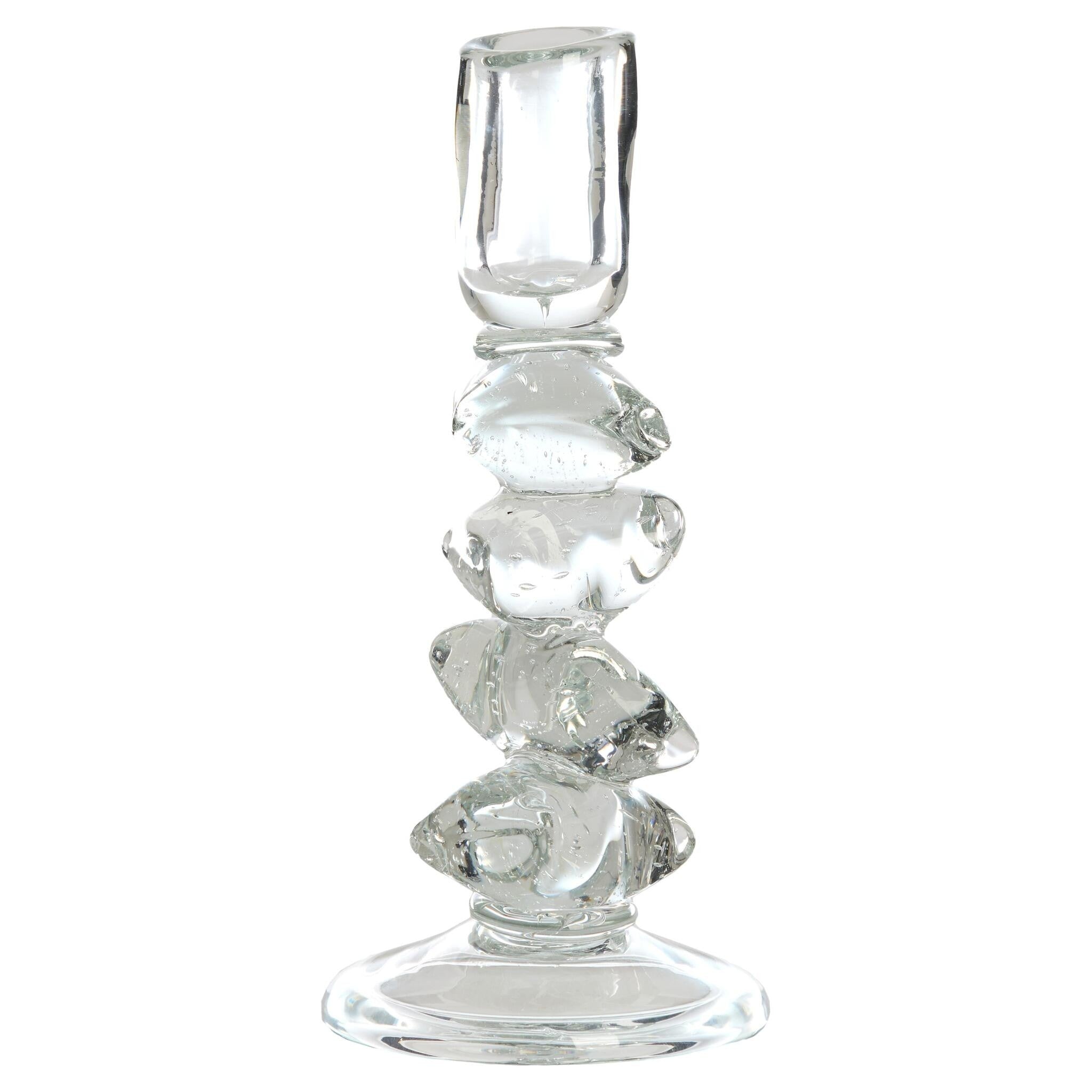 Kerzenständer aus klarem Glas mit skulpturaler Form
