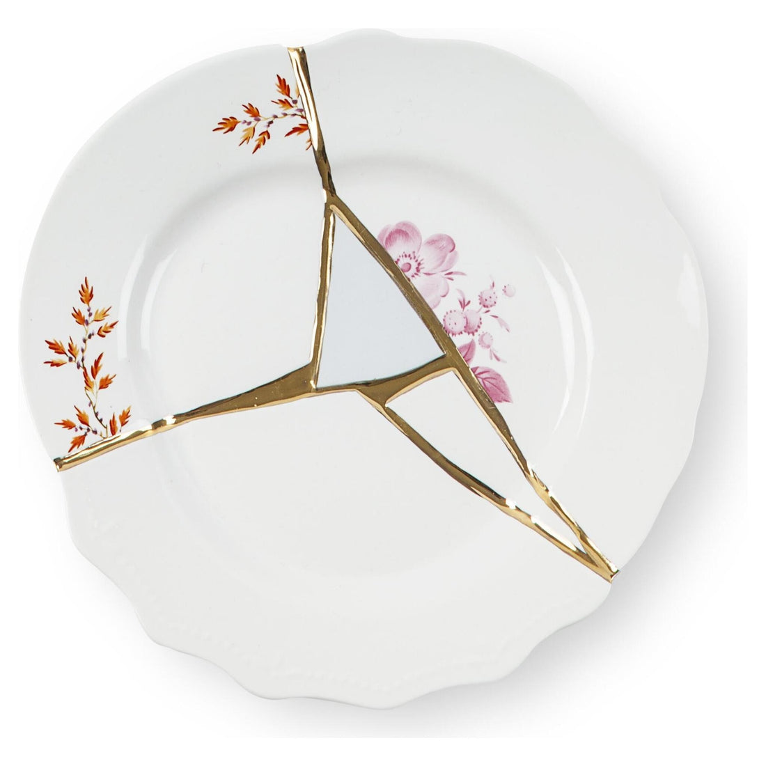 Exklusiver Kintsugi Dessertteller aus Porzellan und Gold