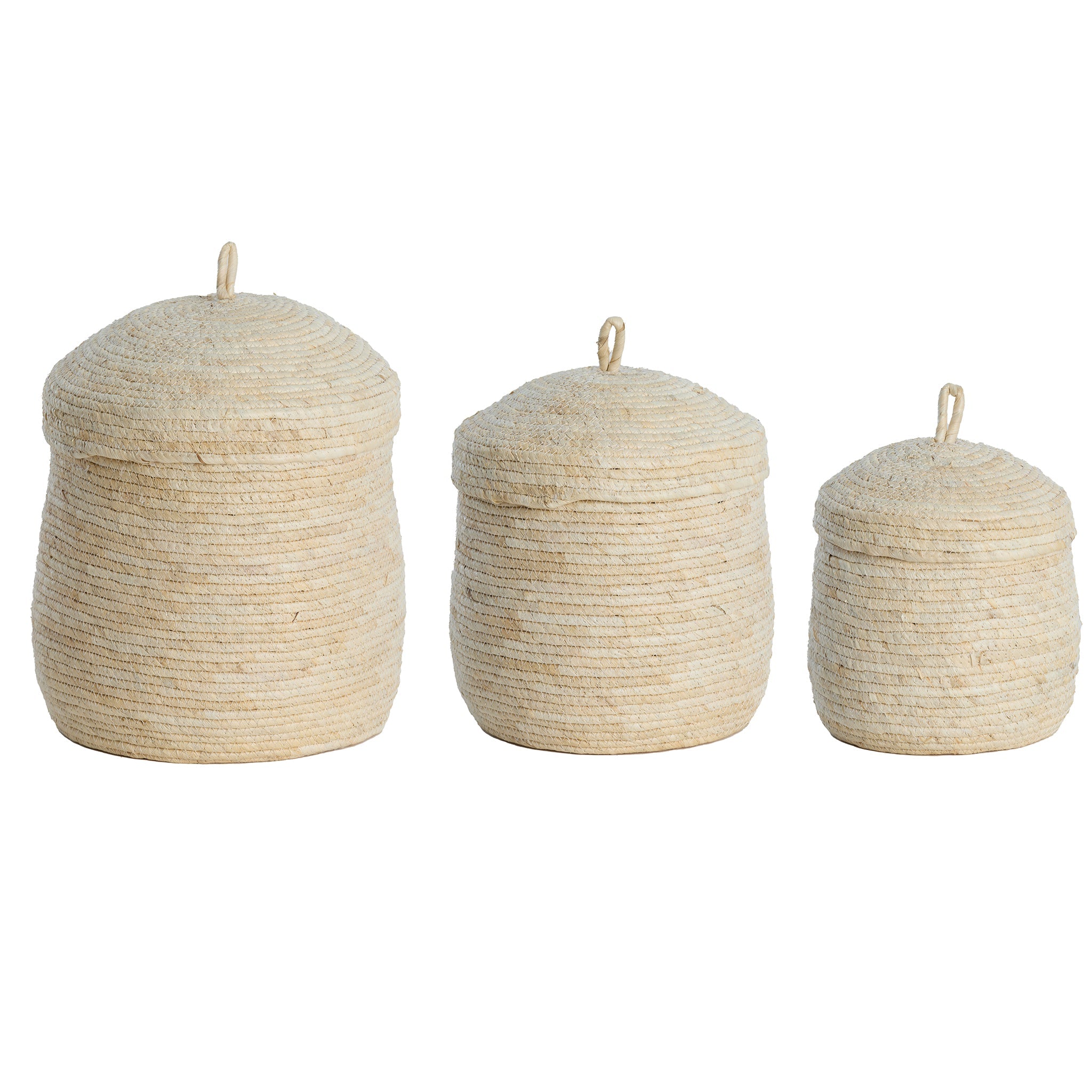 Korb KENMARE 3er-Set mit Deckel – max. Ø 34 × 36 cm von Light & Living in Créme