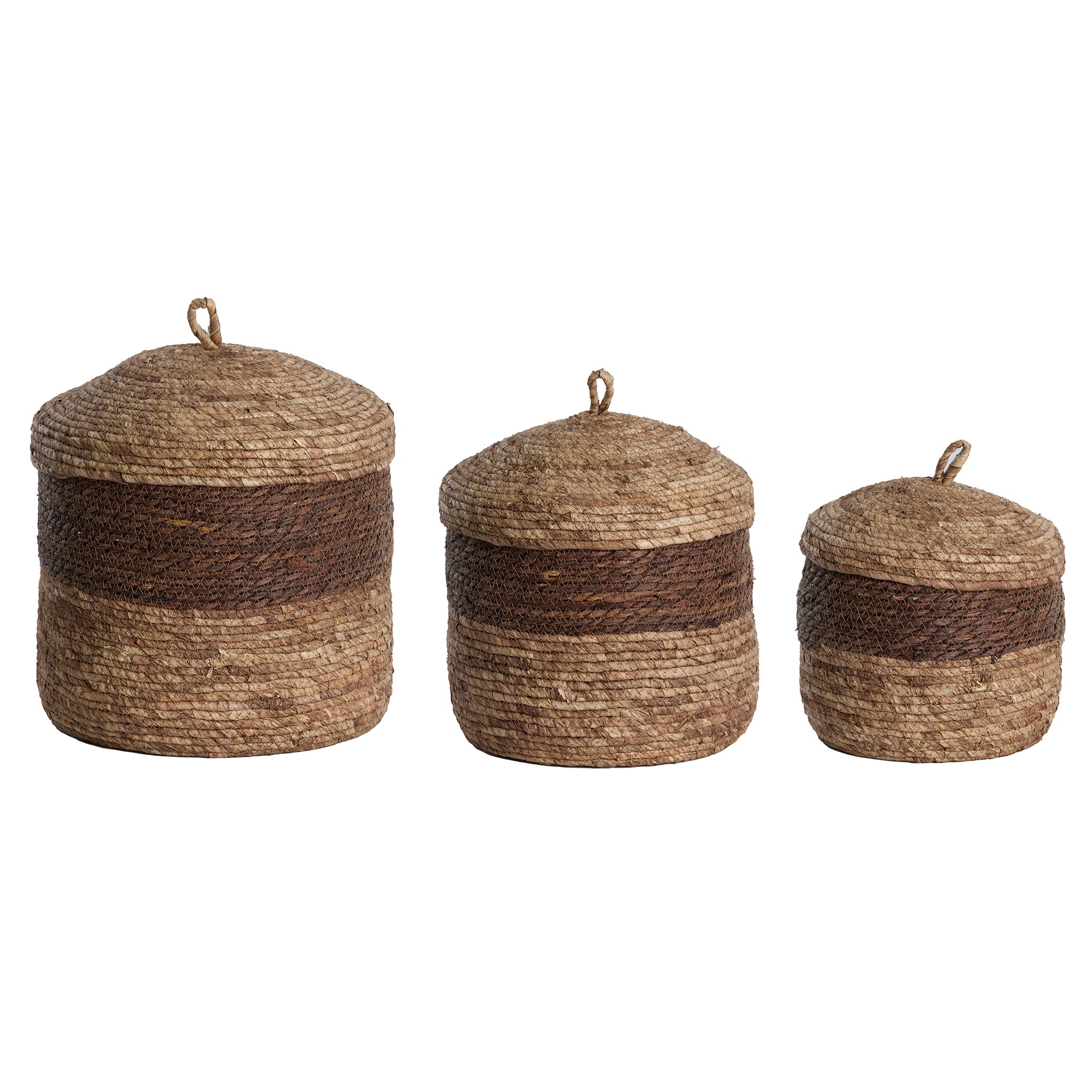 Korb KENMARE 3er-Set mit Deckel – max. Ø 34 × 36 cm von Light & Living in Terracotta-Braun
