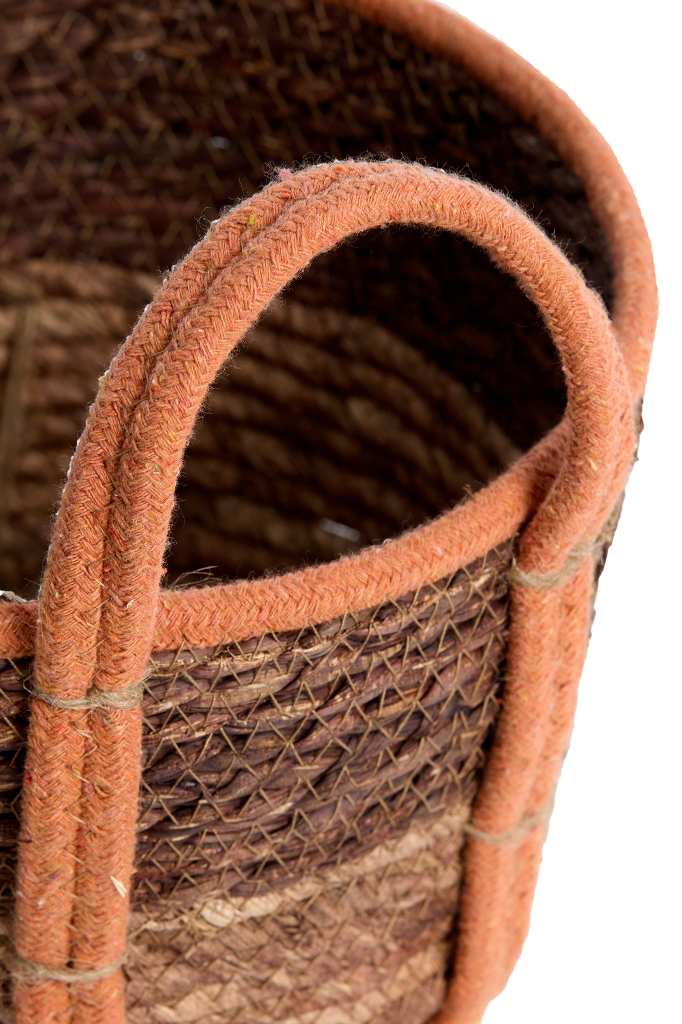 Korb KINSALE 3er Set – Ø 23 × 17 cm / Ø 28 × 20 cm / Ø 33 × 23 cm in braun, rot, terracotta