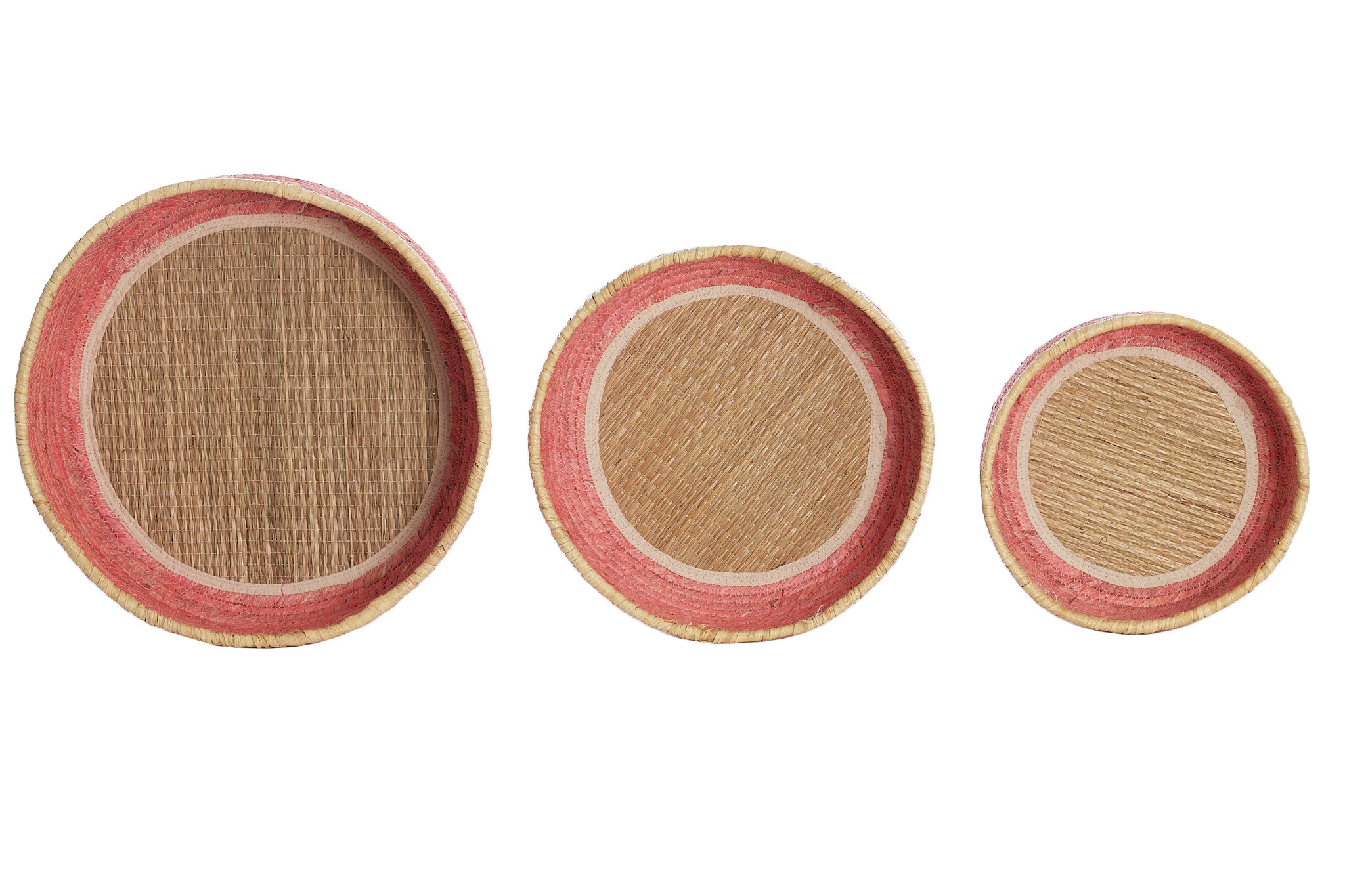 Korb PAITO 3er‑Set in Rosa & Naturell, max. Ø 39 × 13 cm von Light & Living