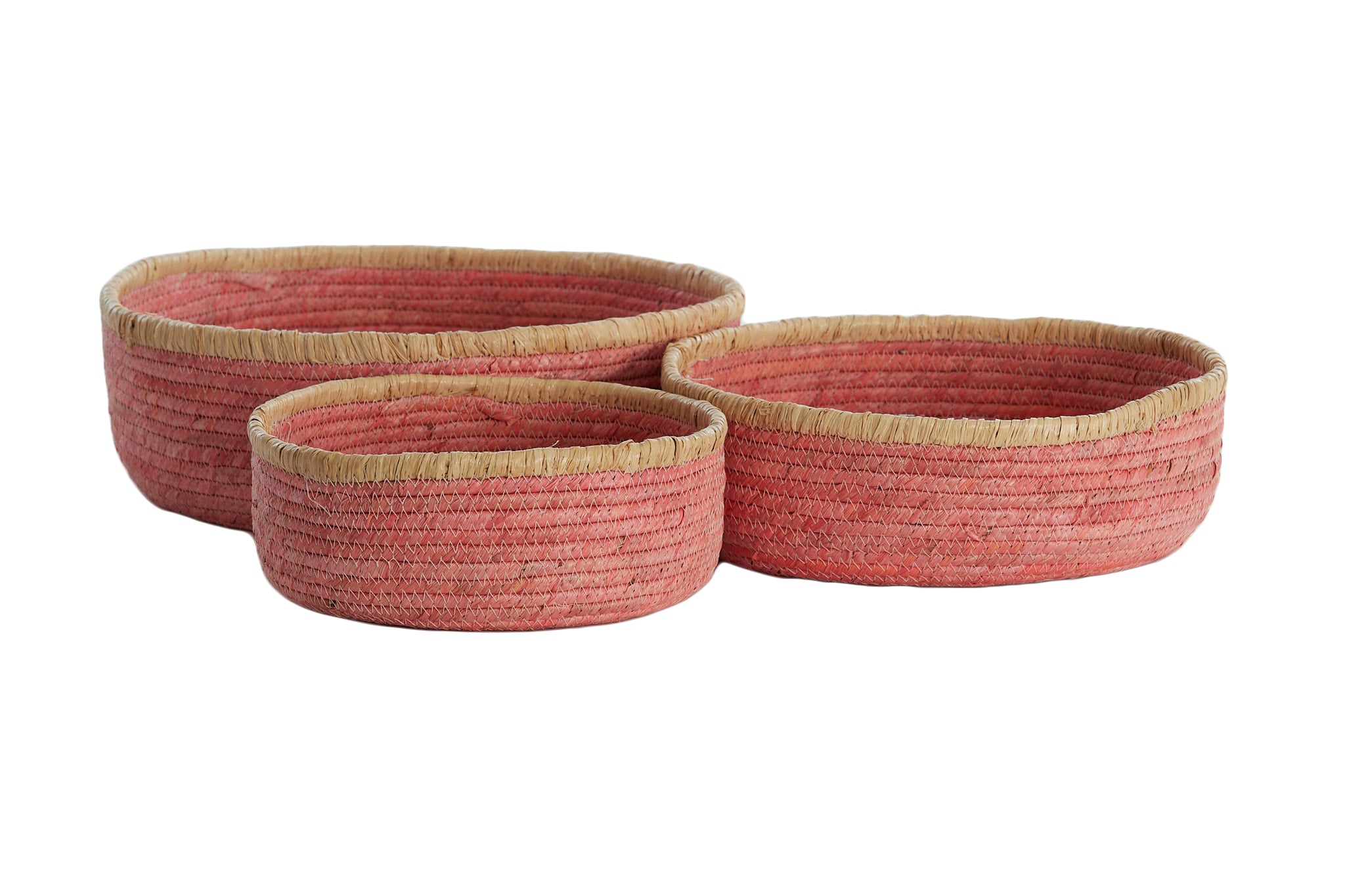 Korb PAITO 3er‑Set in Rosa & Naturell, max. Ø 39 × 13 cm von Light & Living