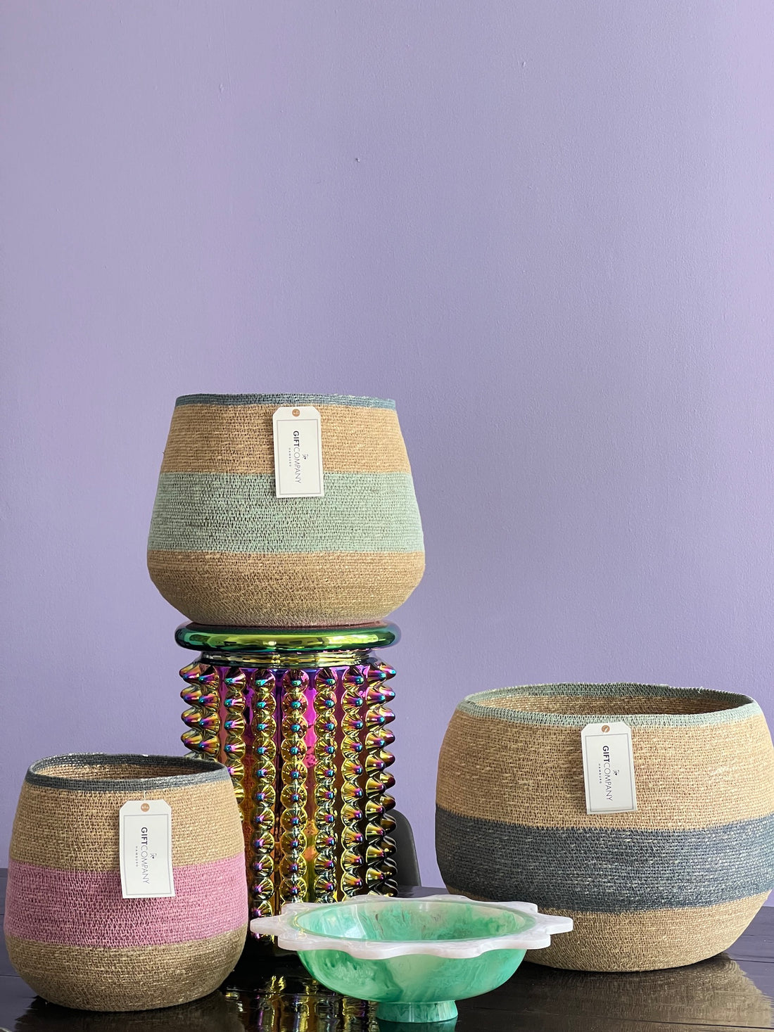 Juego de cestas para cobertizo para botes, 3 piezas, algas marinas, natural