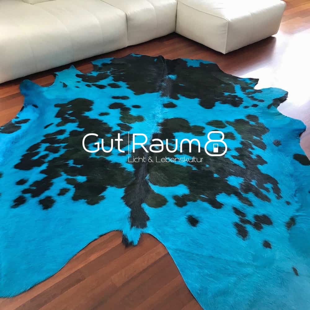 Kuhfell Teppich tricolore Türkis