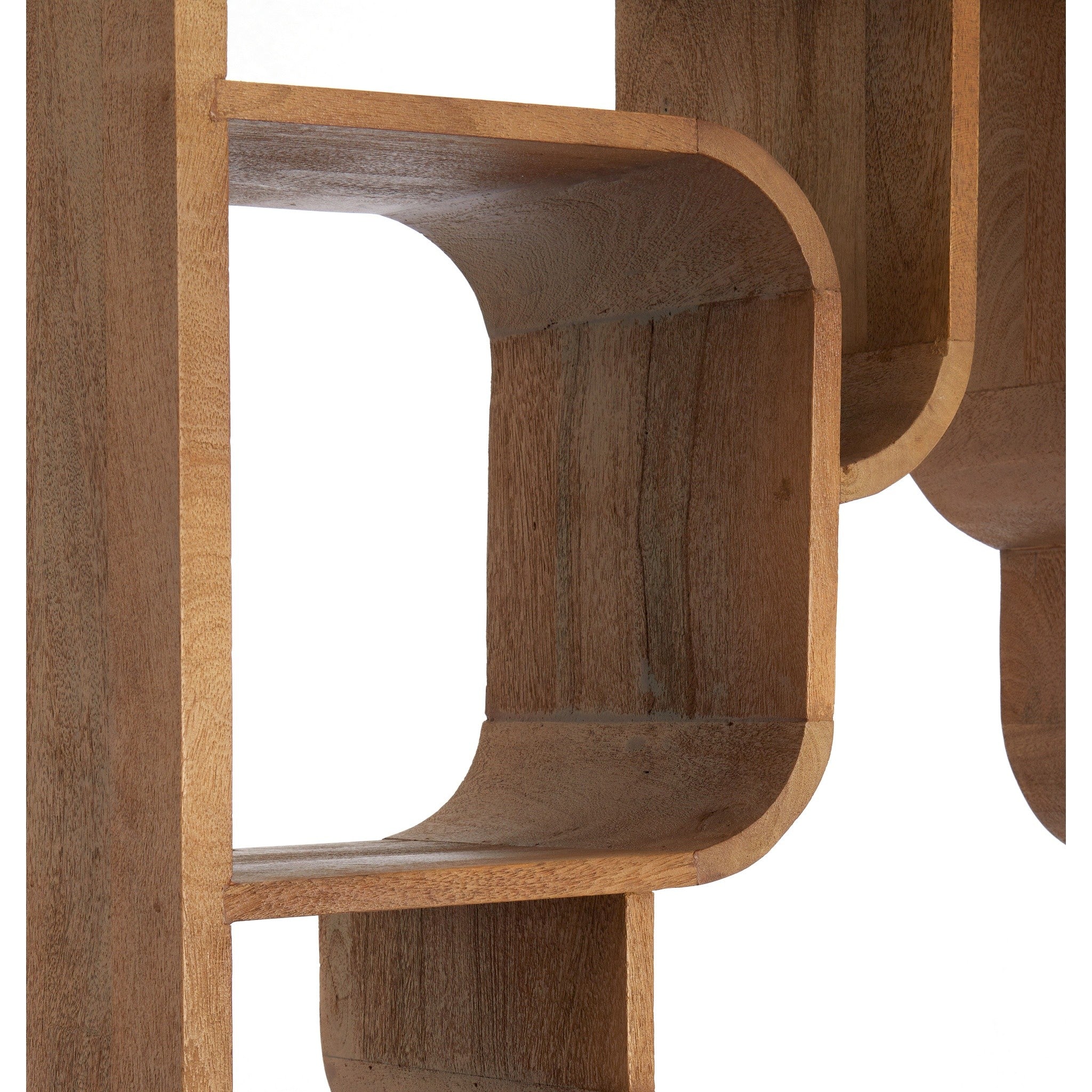 Offenes Regal mit modernen Rundungen in hellbrauner Optik