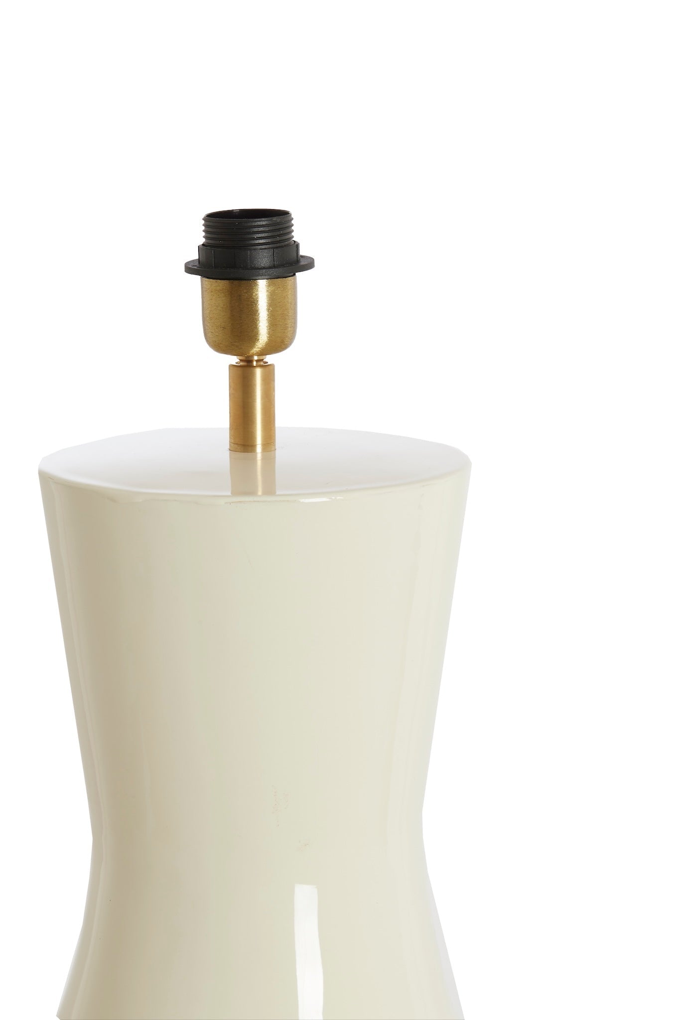 Lámpara de mesa NANA crema con pantalla textil arena – diseño redondo (H125 cm)