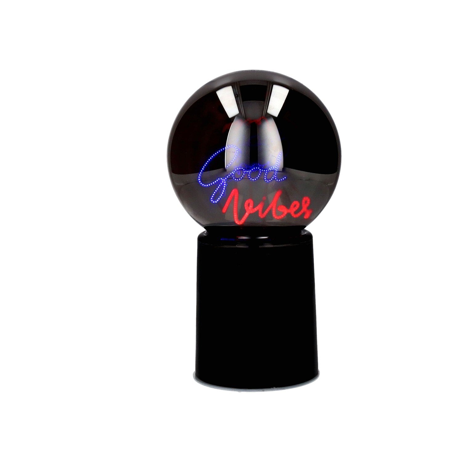 LED-Leuchtkugel mit Schriftzug „Good Vibes“ in Blau/Rot