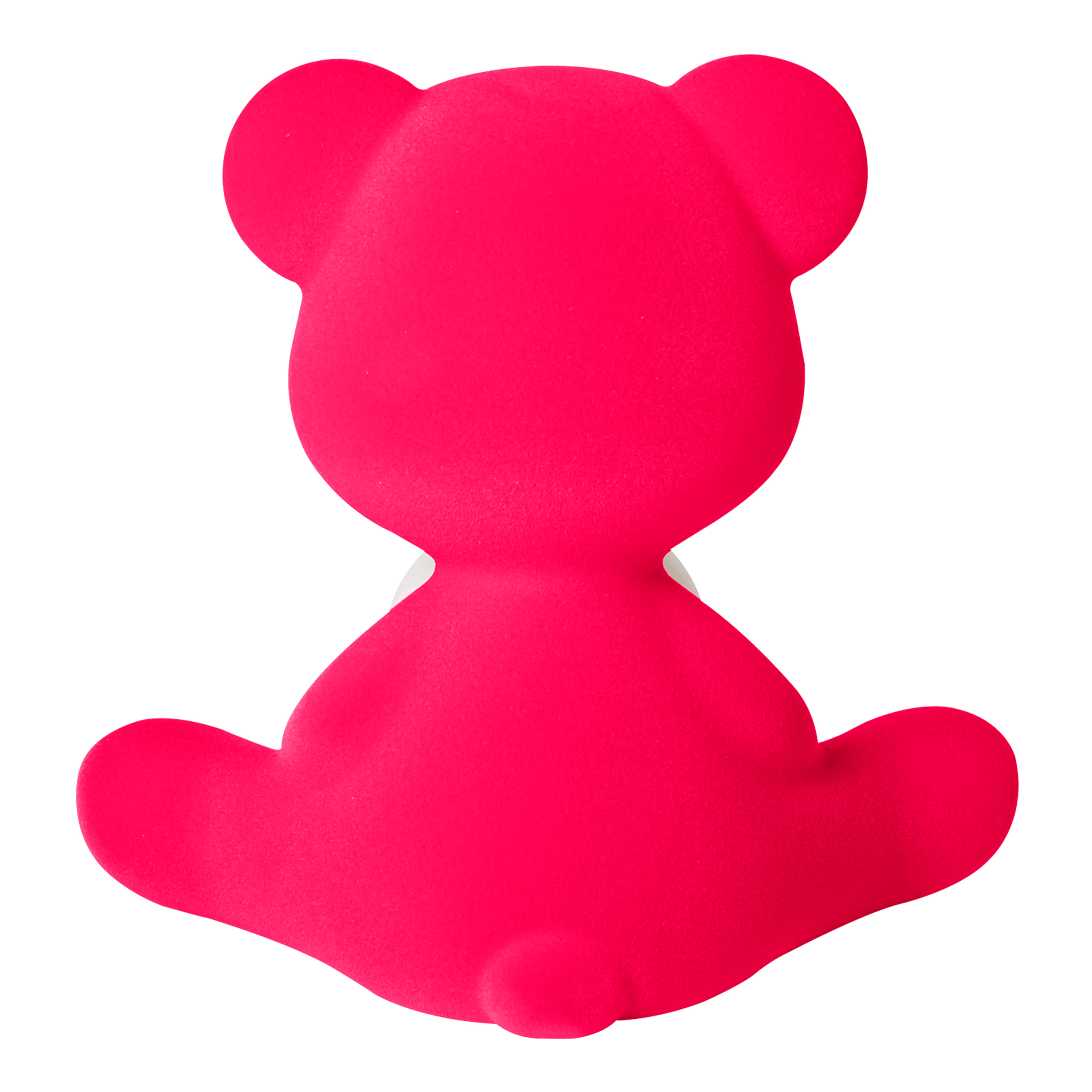 Fuchsiafarbene Designlampe in Form eines Teddys mit Velvet-Finish