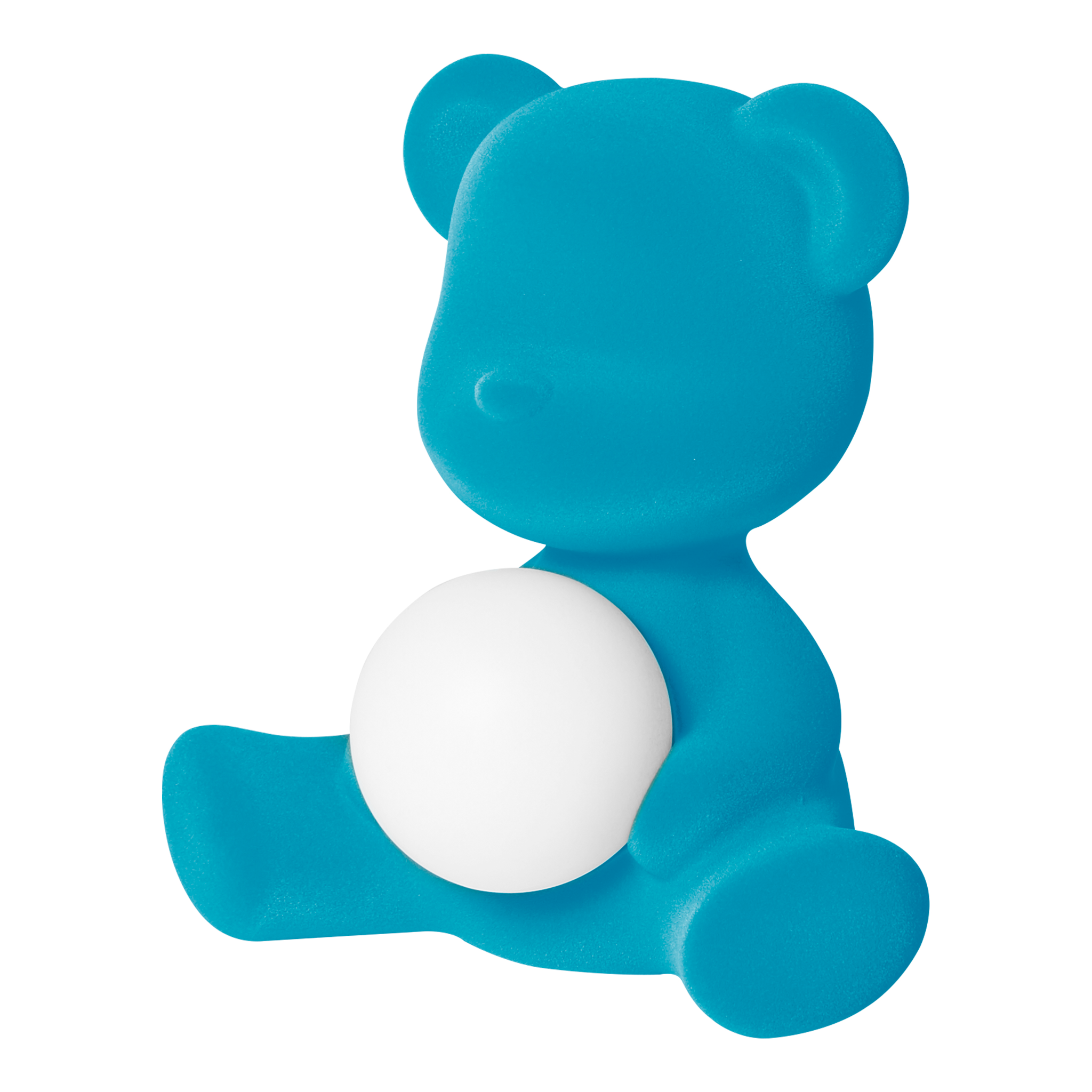 Samtige Tischlampe in Hellblau mit integriertem LED-Licht