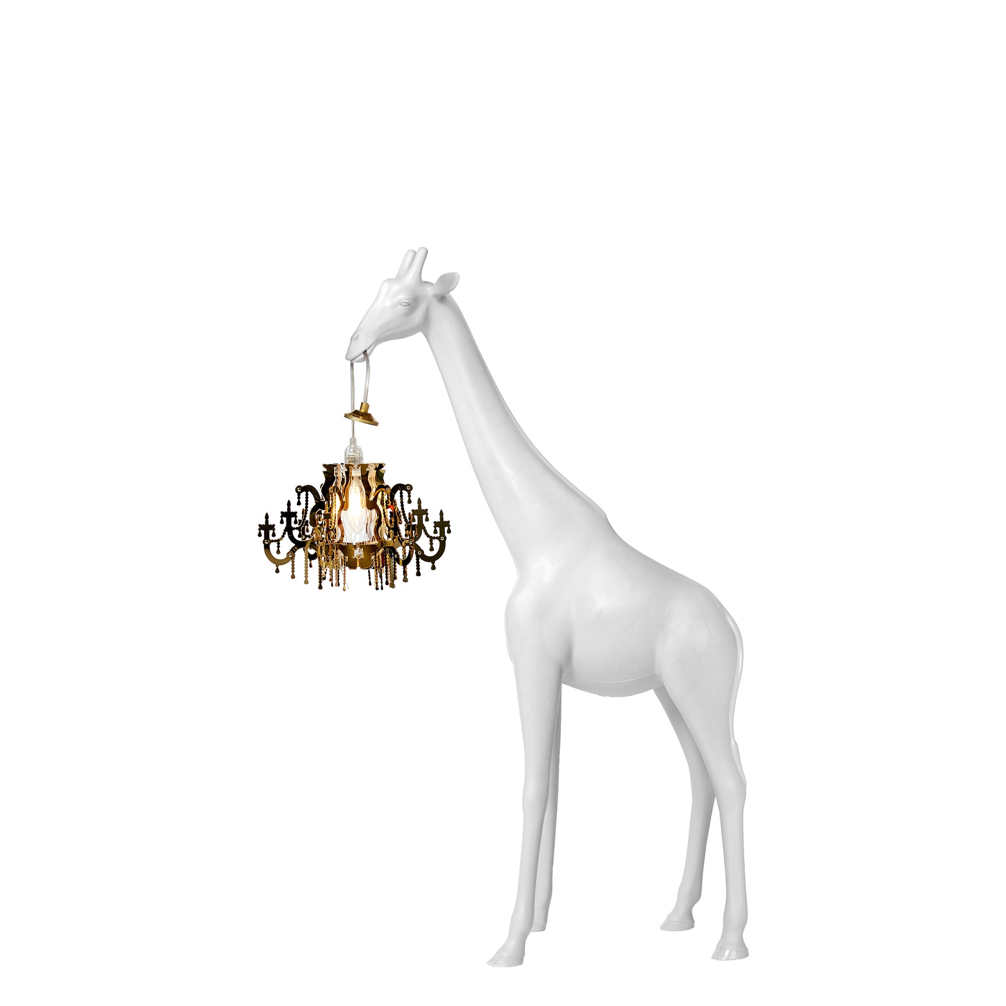 Stehleuchte GIRAFFE IN LOVE XS in weiss mit Kronleuchter