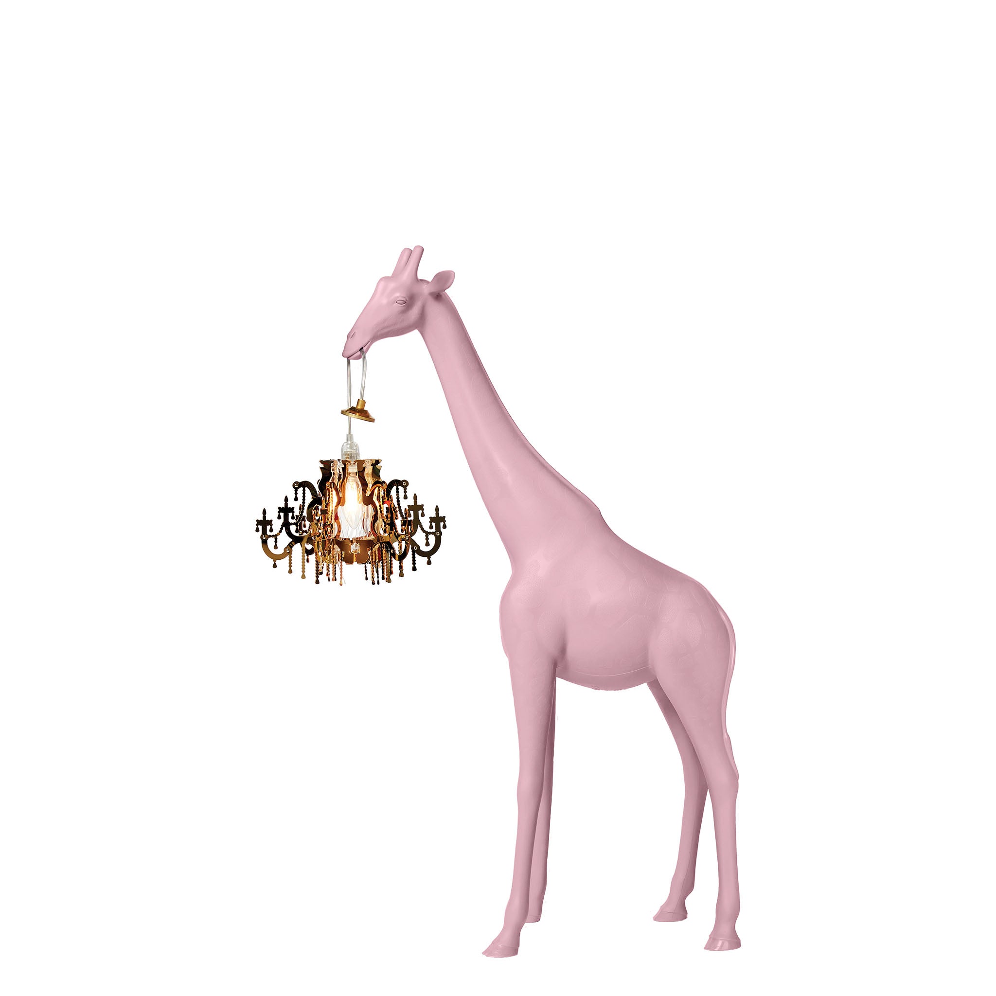 Stehleuchte GIRAFFE IN LOVE XS in pink mit Kronleuchter