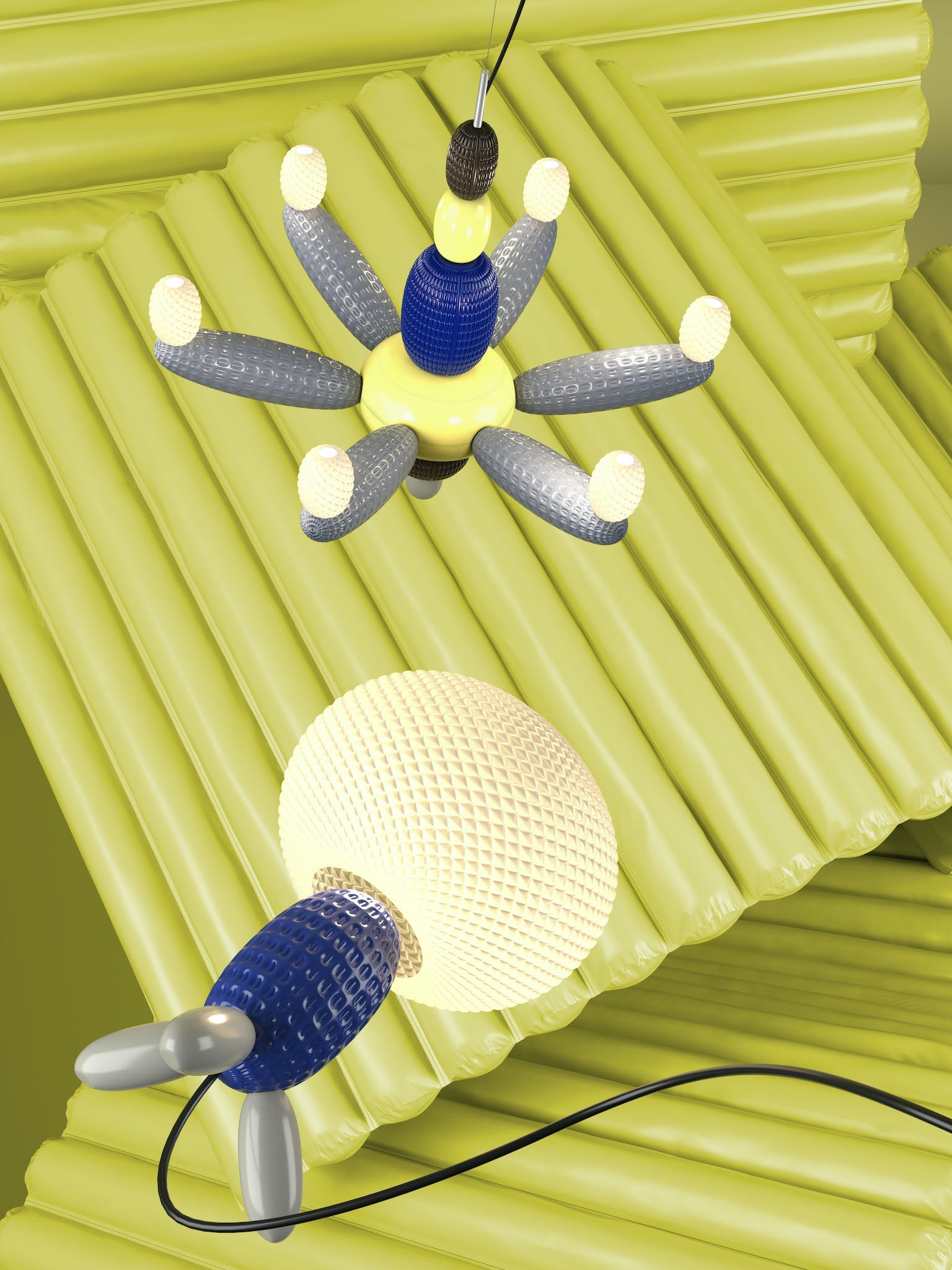 Hängeleuchte und Tischleuchte Soft Blown Chandelier – Blue Ø96 x H80 cm – Lladró