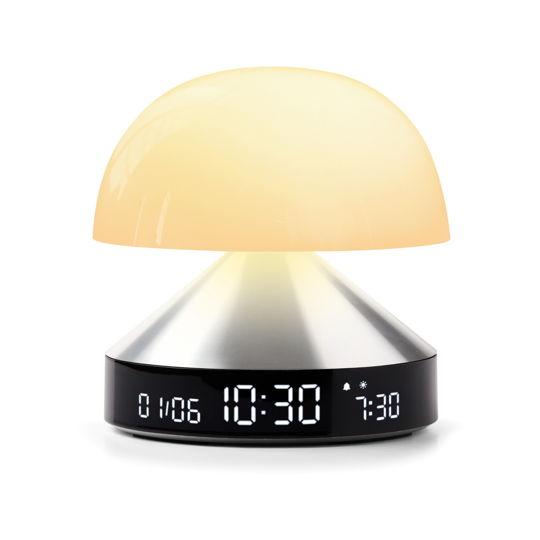 Design Lichtwecker mit Aluminium Sockel von Lexon