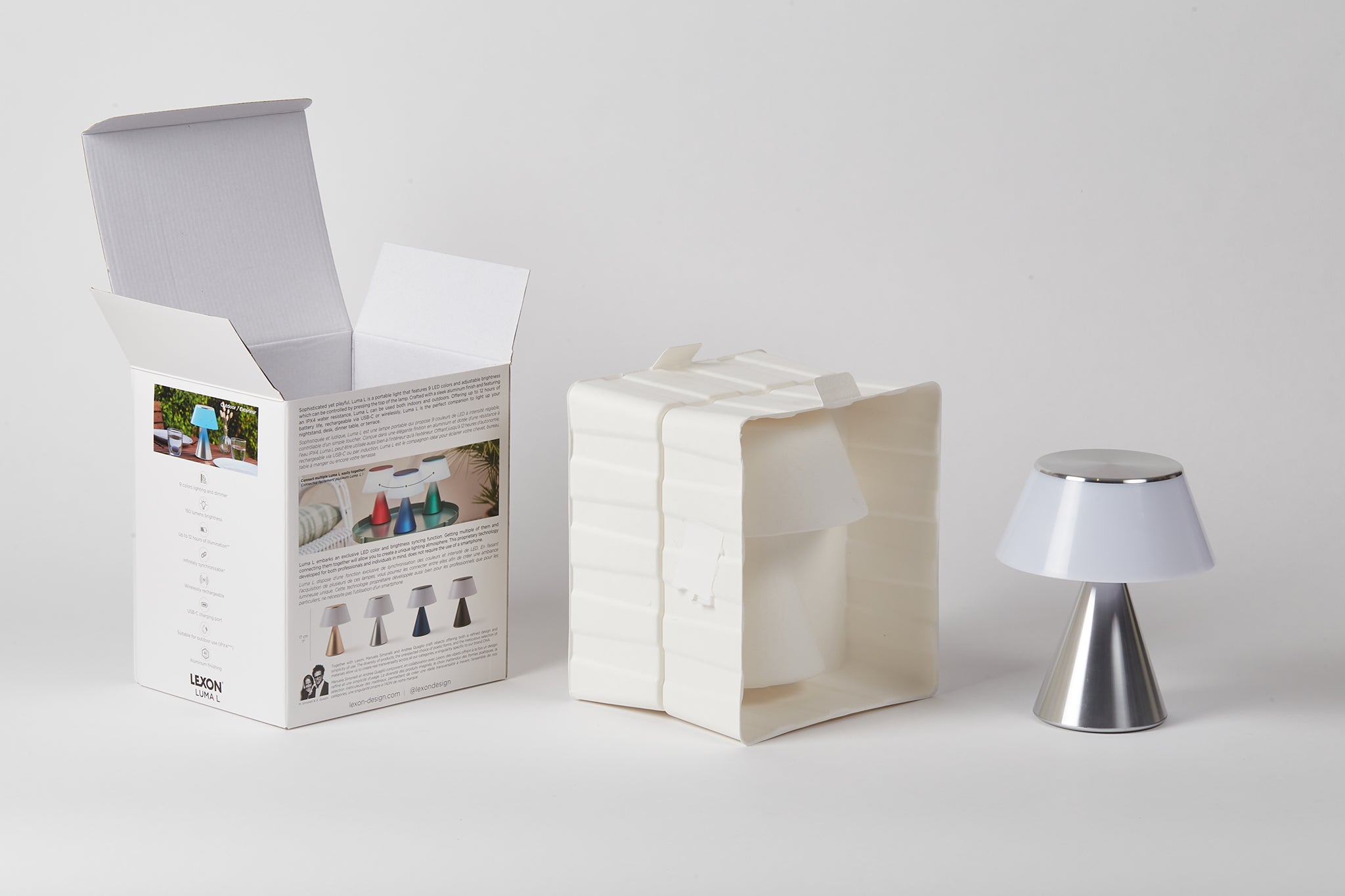 Lexon Tischleuchte LUMA L in Aluminium