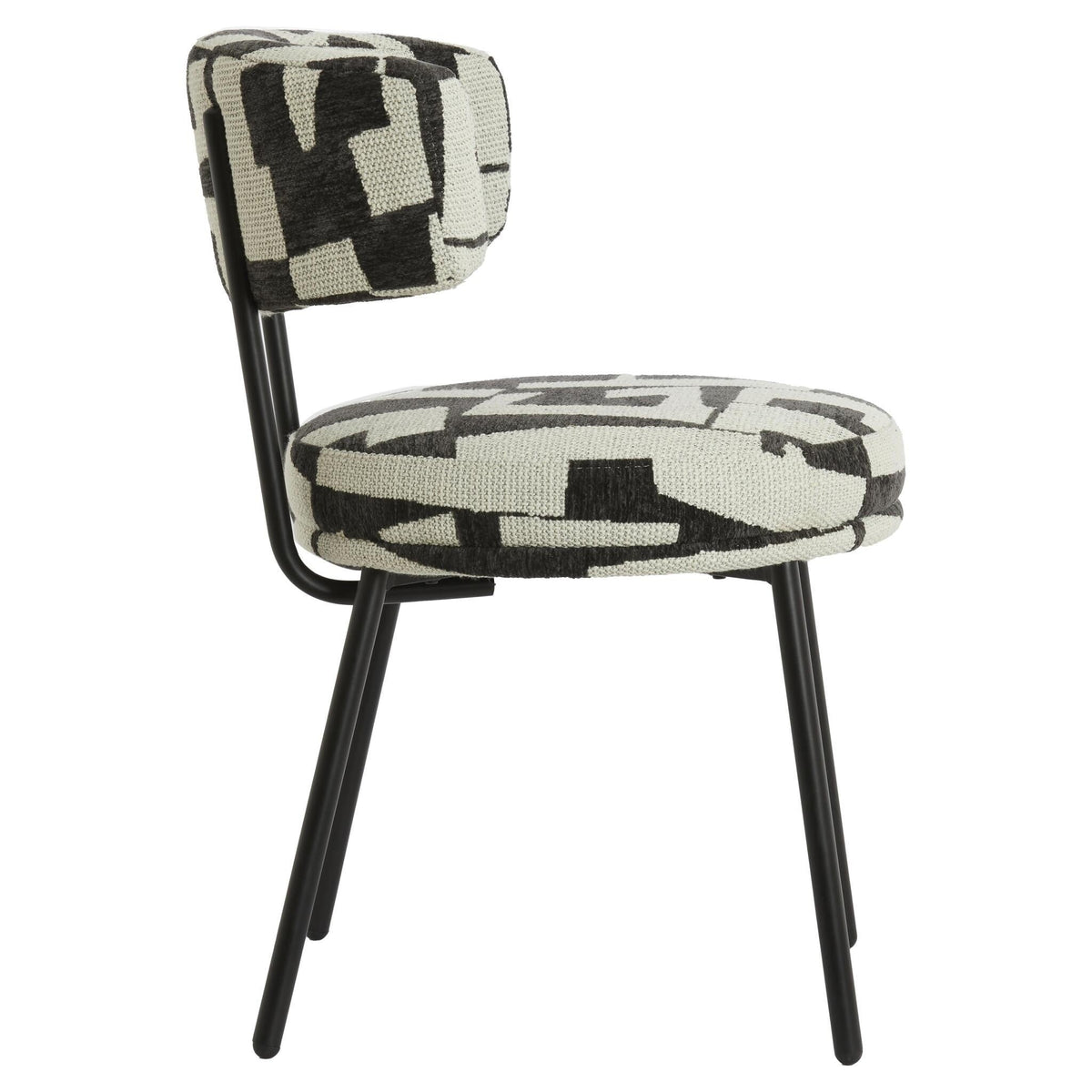 Designstuhl mit abstraktem Muster in Schwarz und Creme