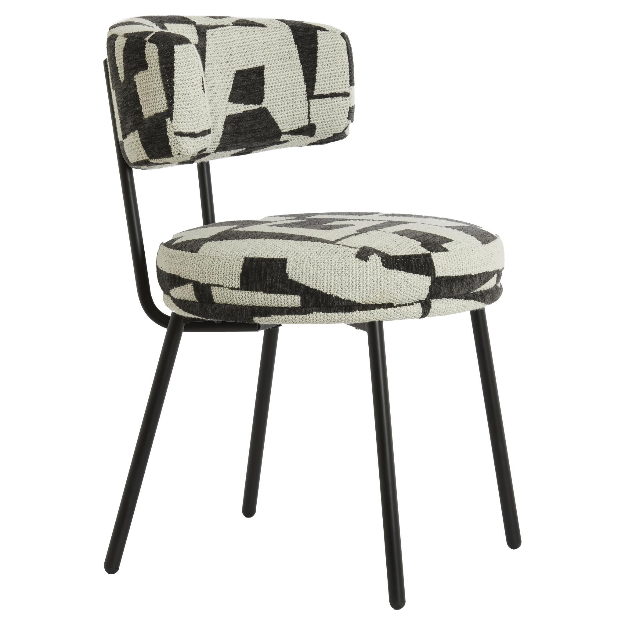 Esszimmerstuhl mit grafischem Muster in Creme und Schwarz von Light & Living