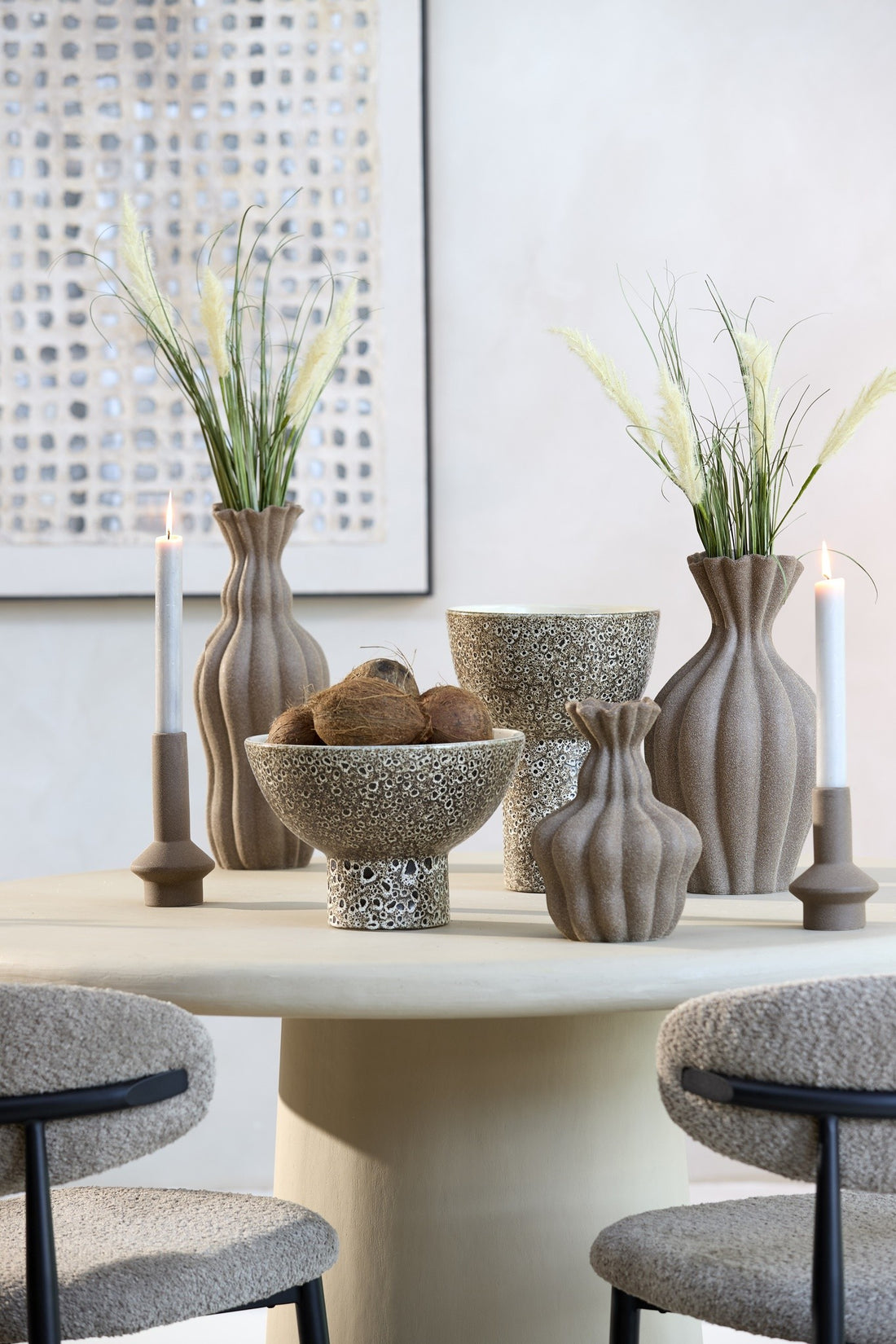 Dekorative Keramikschale mit Standfuß für Tisch oder Sideboard