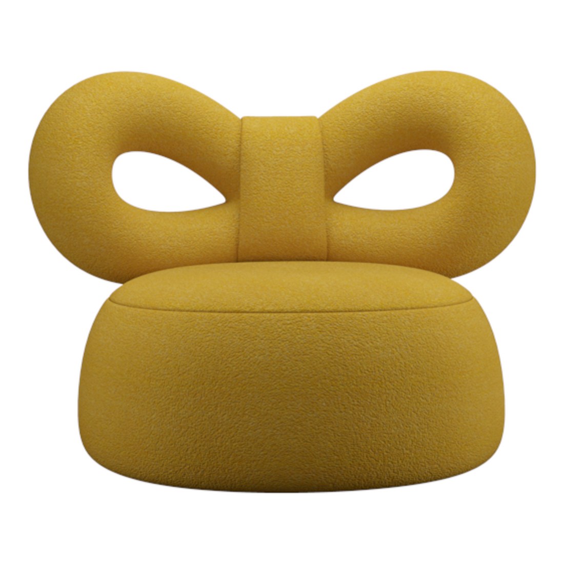 Qeeboo Sessel in ockerfarbenem Stoff mit charakteristischer Schleifenform