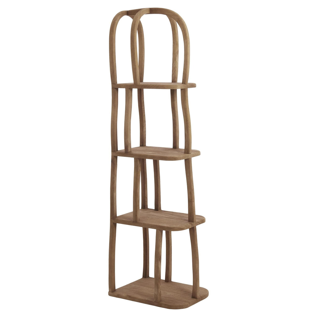 Modernes Hochregal mit organischer Form aus Holz